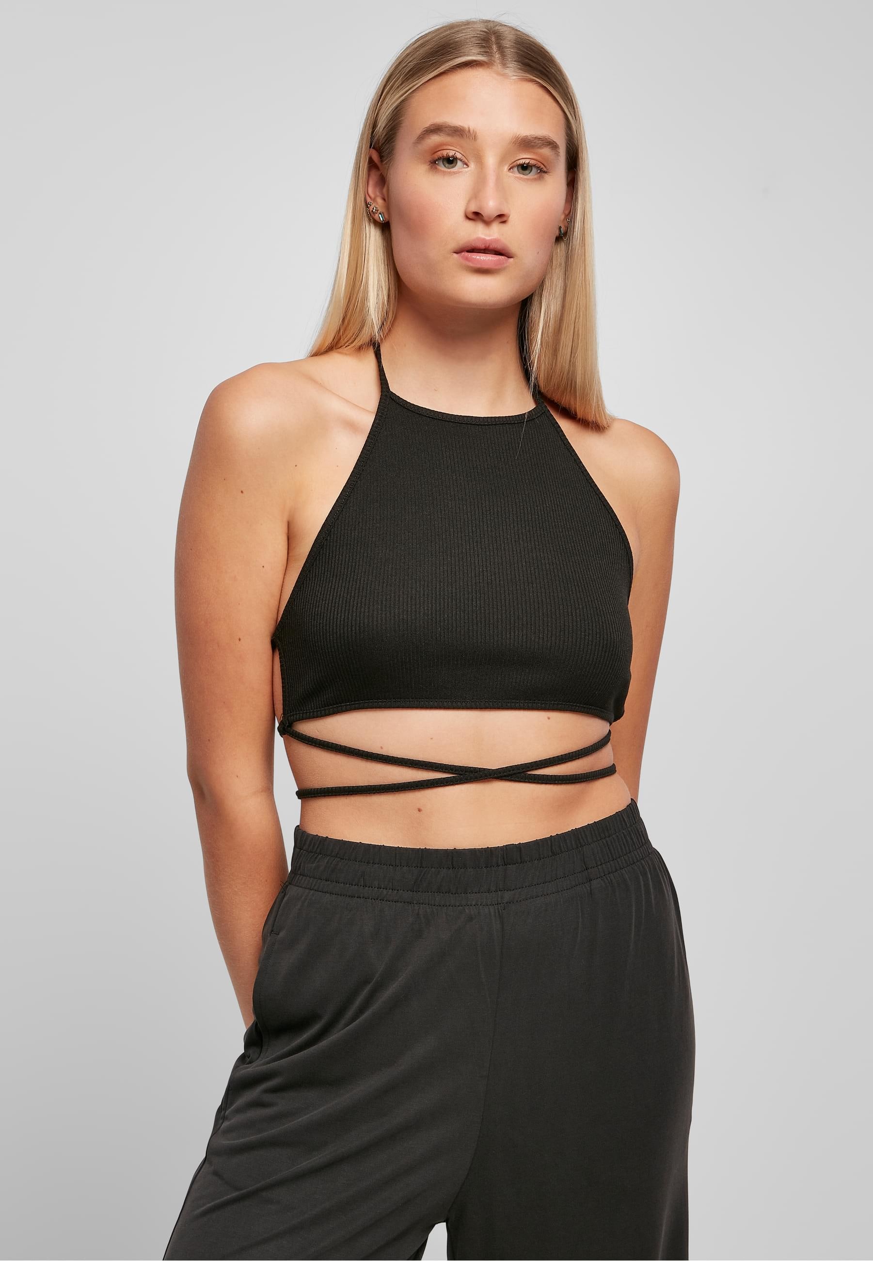 URBAN CLASSICS Muskelshirt »Urban Classics Damen Ladies Rib Trapeze Cropped Top«, (1 tlg.)