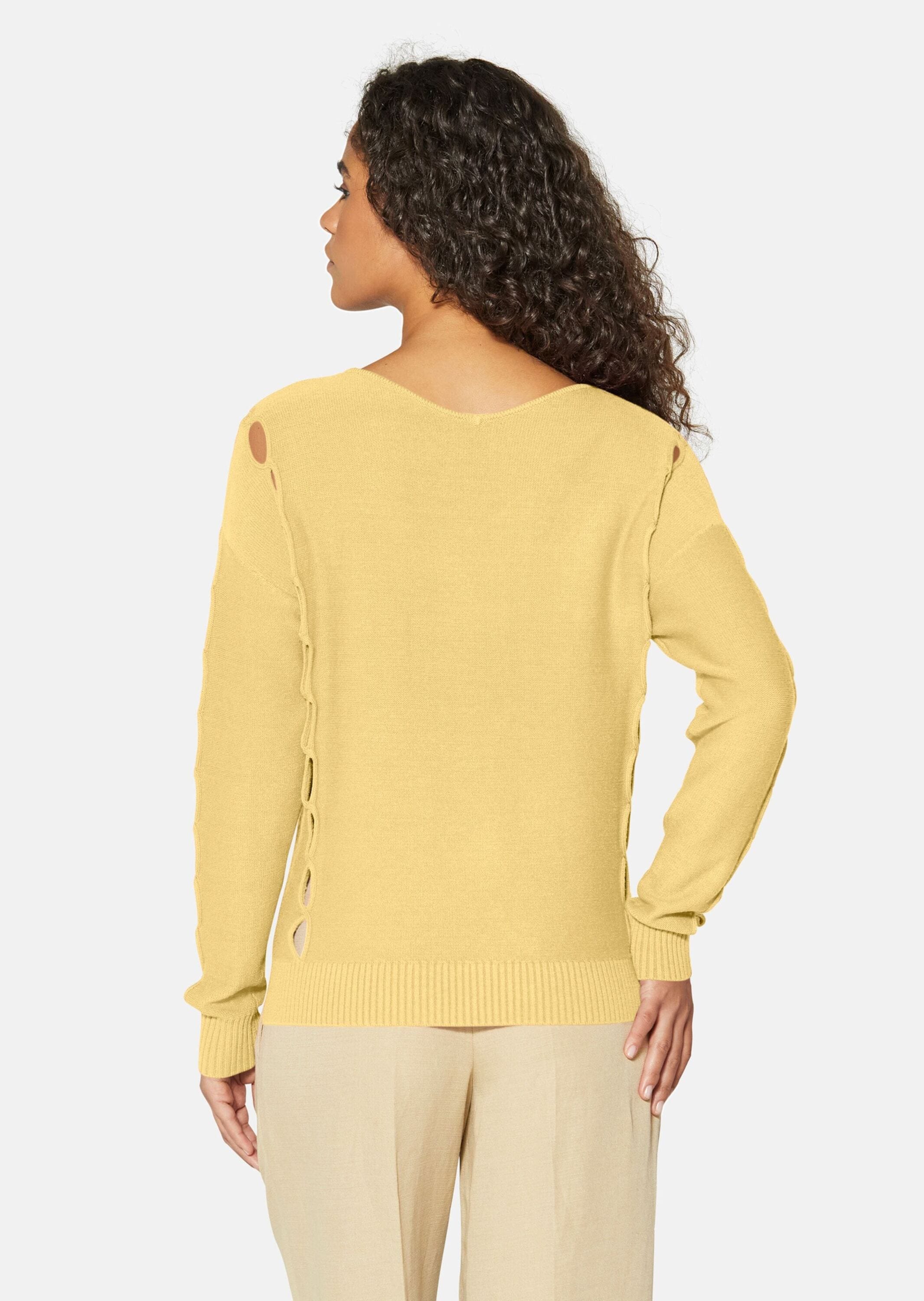 MADELEINE Longpullover »Pullover Strickpullover mit Cut-Outs und V-Ausschnitt«