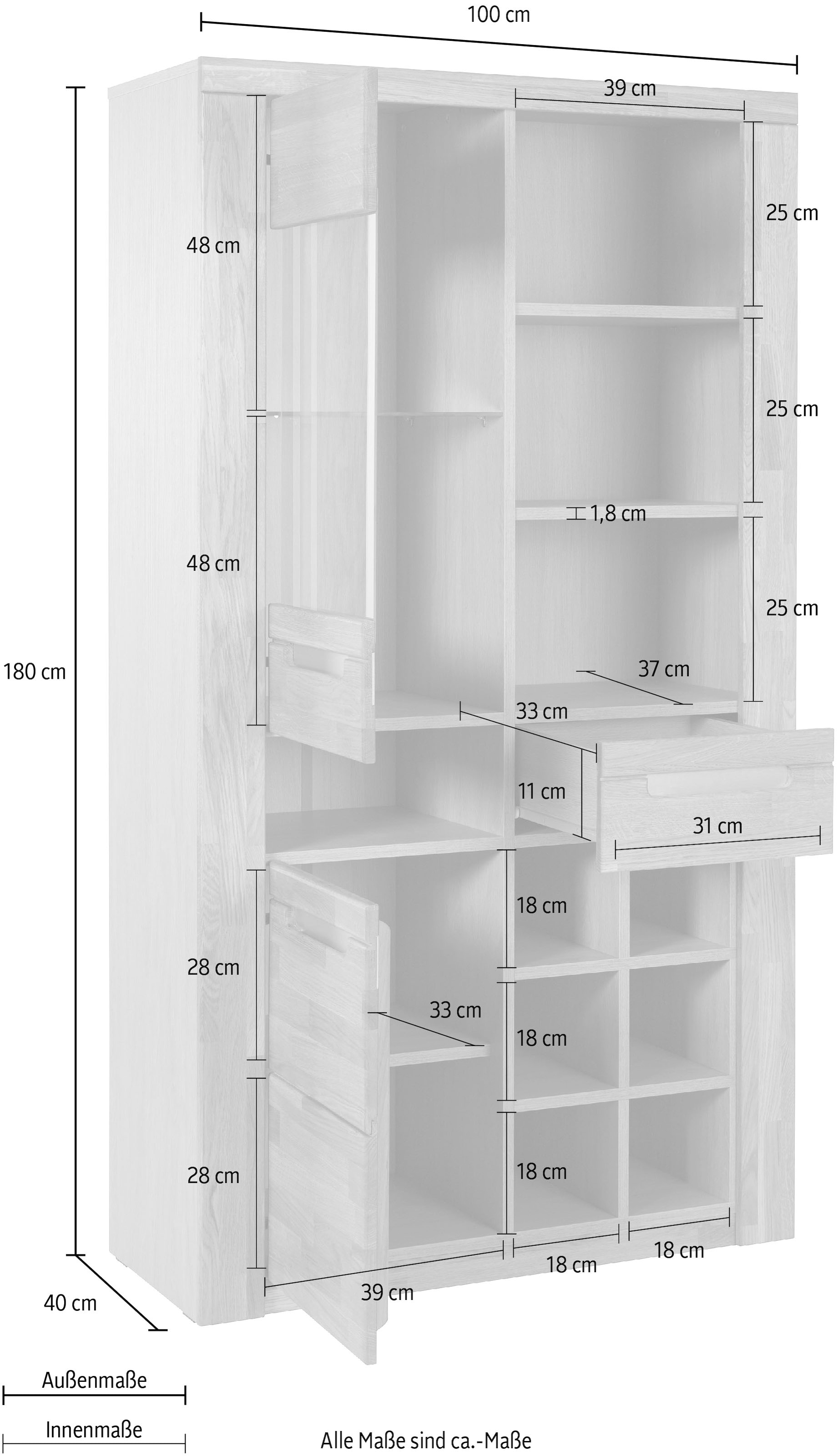 Home affaire Vitrine »Kolding«, teilmassiv
