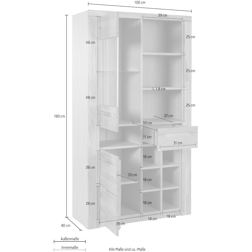 Woltra Vitrine »Kolding«, teilmassiv