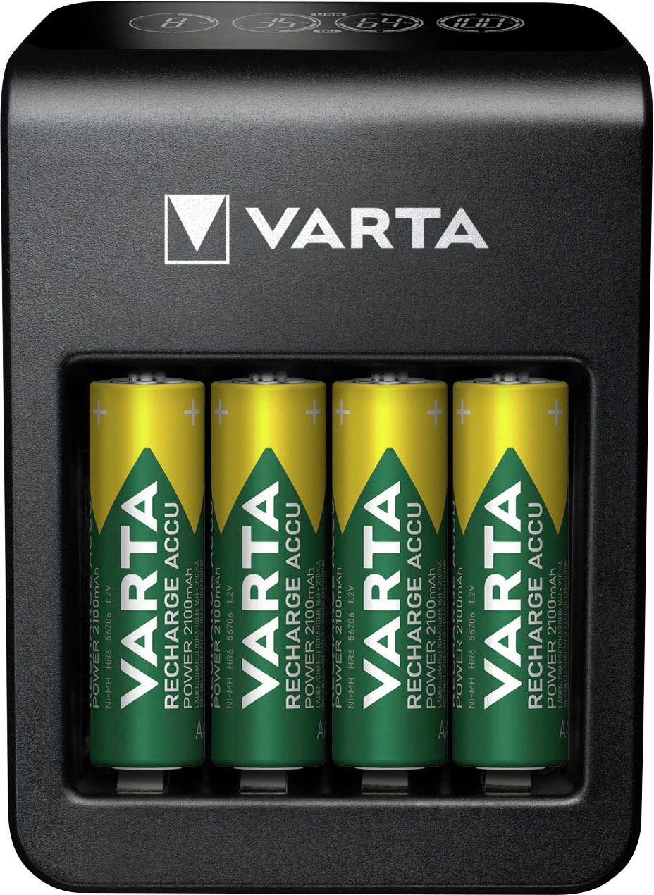 Batterie-Ladegerät »VARTA LCD Plug Charger+ 4x AA Accus«, 2100 mA, (Set, 5 St.)