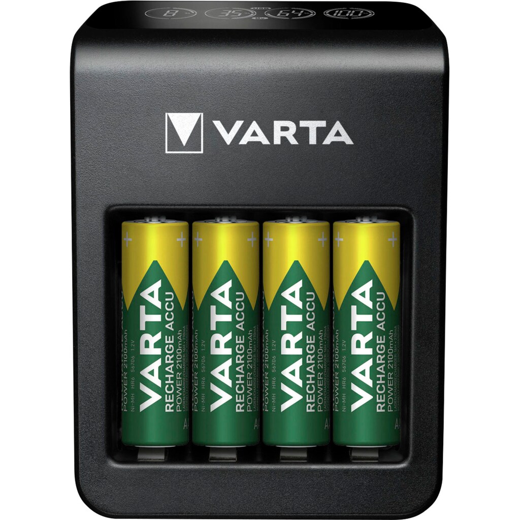 VARTA Batterie-Ladegerät »VARTA LCD Plug Charger+ 4x AA Accus«, 2400 mA, (Set, 5 St.)