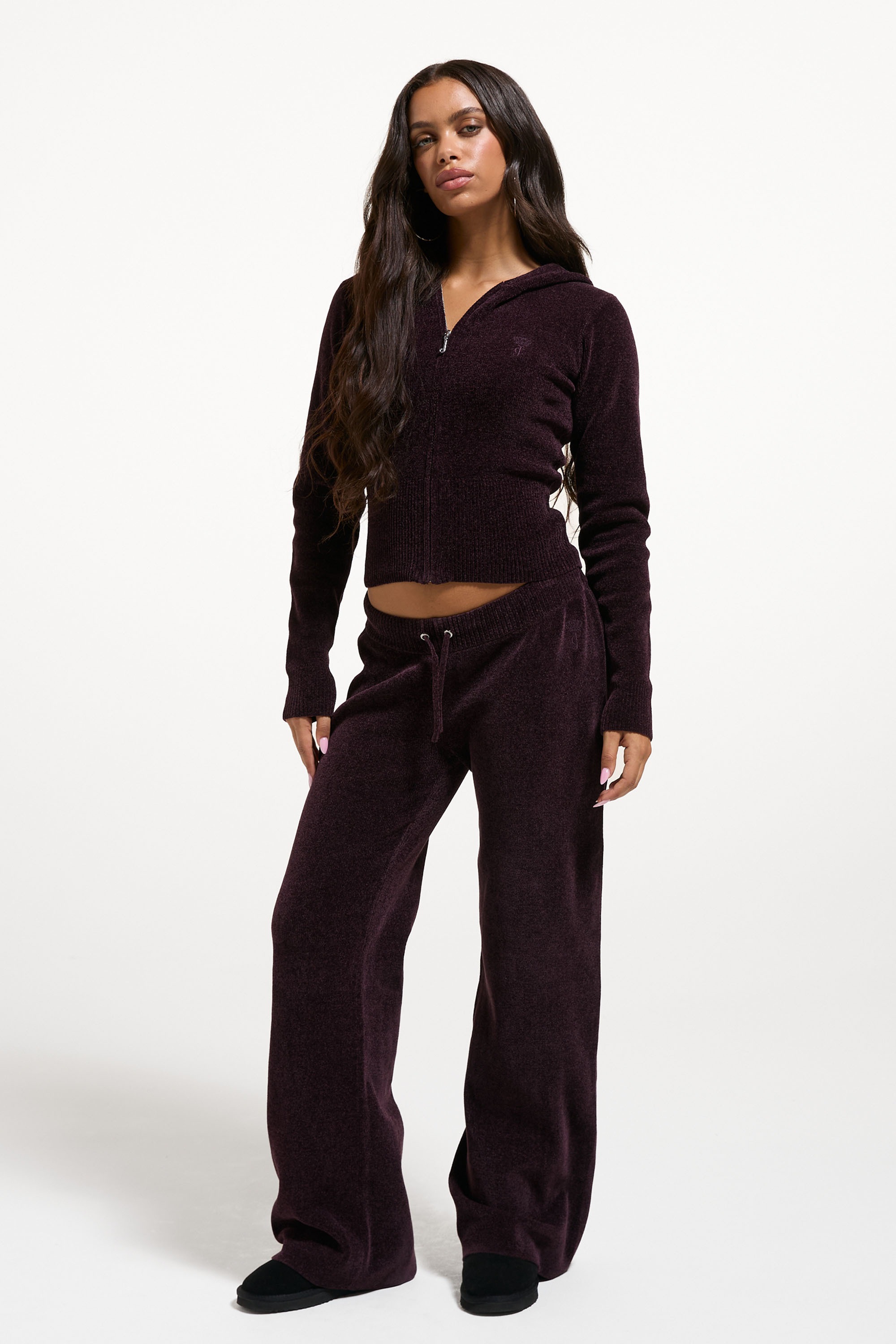 Juicy Couture Kapuzennickijacke »MAYA KNIT HOODIE Damen« mit Kapuze Trainingsjacke Damen, Sweatjacke mit Kapuze, Strick, mit Glitzer, Sale
