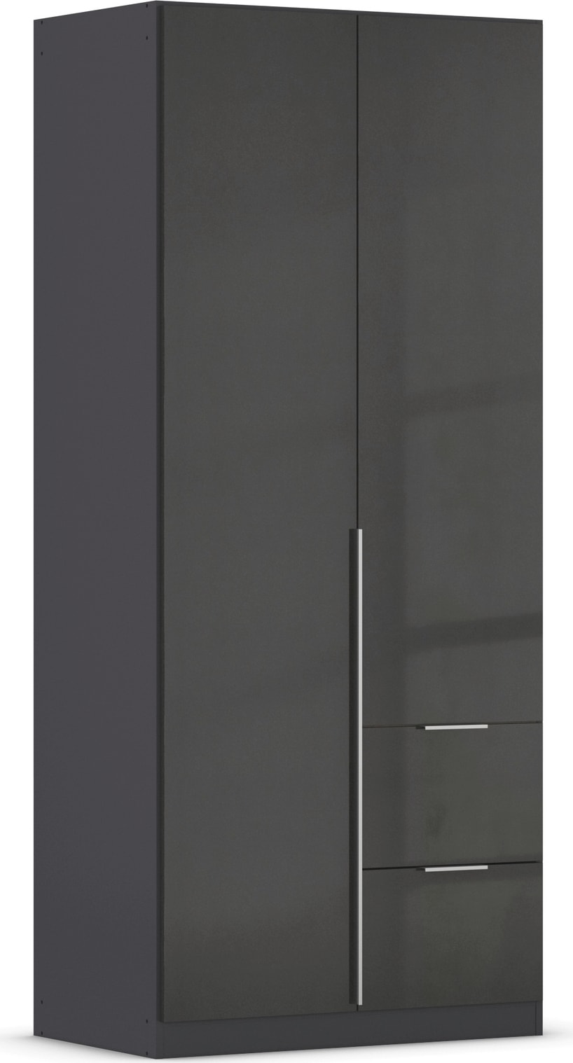 OTTO home Drehtürenschrank "Kleiderschrank Schrank Garderobe AGORDO mit Dekor- oder Hochglanzfront" in zwei Griff-Farben, Breite 91 cm, mit Außenschubkästen, Serie in 7 Breiten und 2 Höhen MADE IN GERMANY