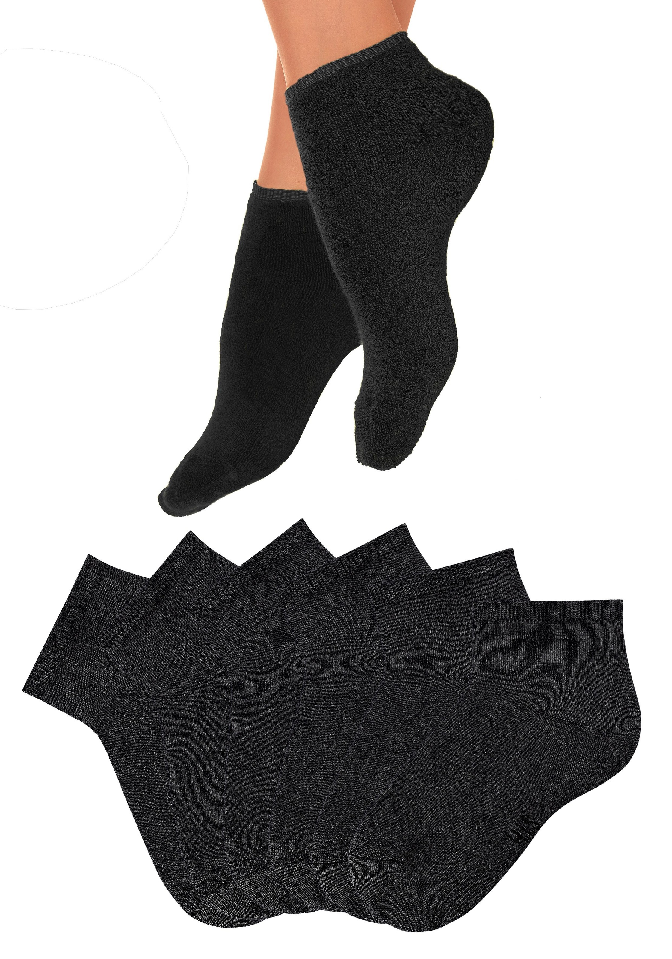 H.I.S Kurzsocken "Damen Frotteesocken farbig und uni" Packung, 6 Stk. tlg. mit kuscheligem Innenfrottee