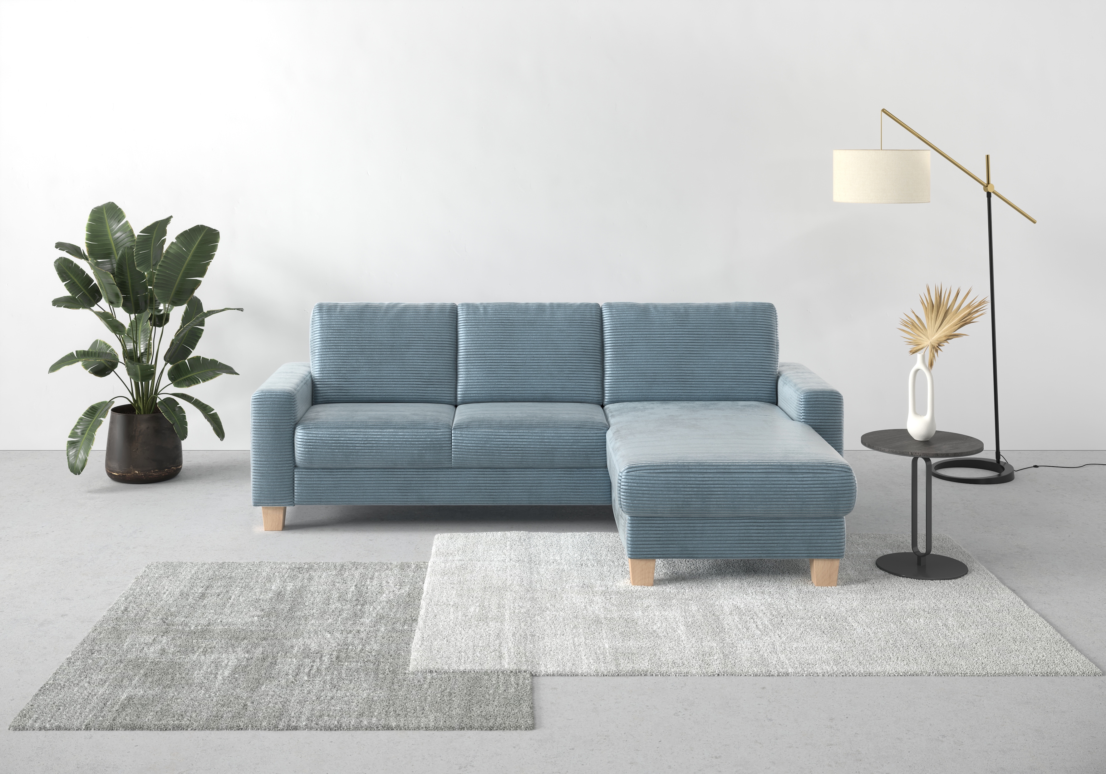 OTTO home Ecksofa "Summer L-Form" mit Recamiere, mit oder ohne Schlaffunktion und Bettkasten, Cord-Bezug