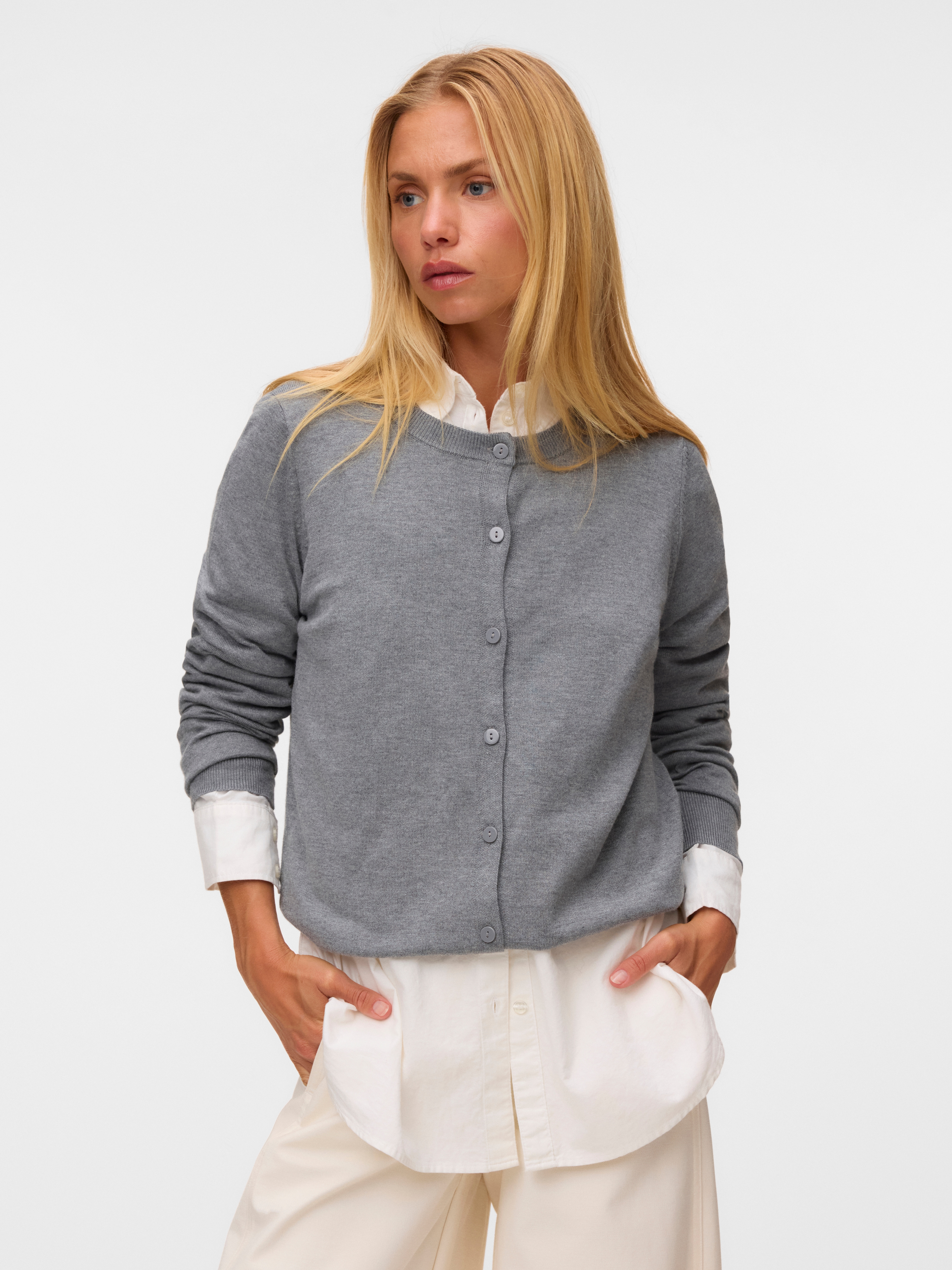 Vero Moda Strickjacke "VMSILJE LS O-NECK CARDIGAN NOOS" Viskosemischung, regular fit