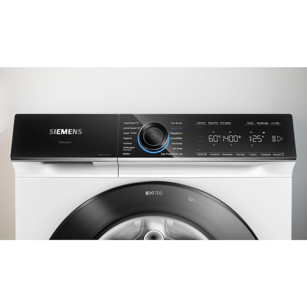 SIEMENS Waschmaschine »WG44B20Z0«, iQ700, WG44B20Z0, 9 kg, 1400 U/min, smartFinish – glättet dank Dampf sämtliche Knitterfalten