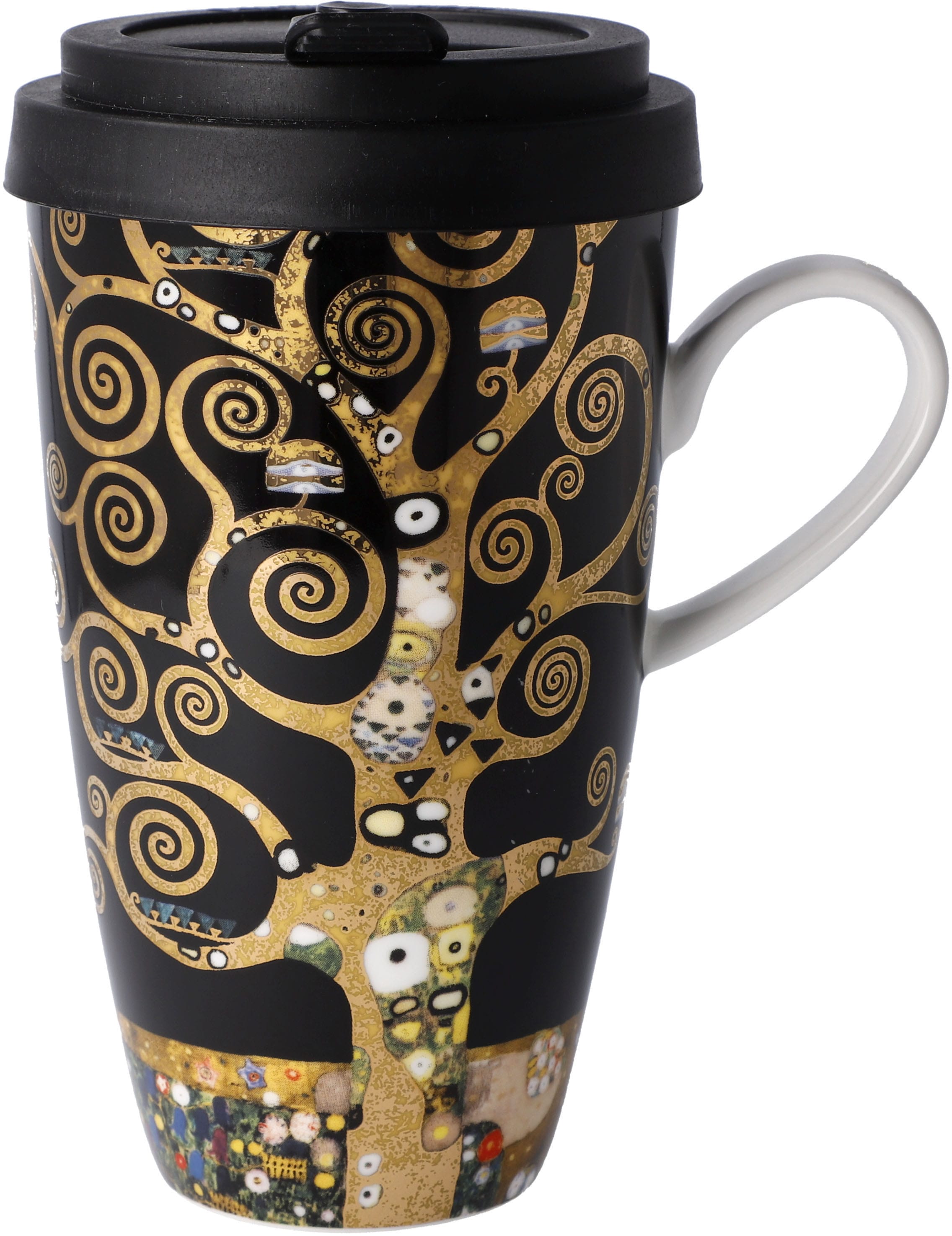 Goebel Coffee-to-go-Becher "Gustav Klimt - "Der Lebensbaum"", aus Porzellan mit abnehmbarem Deckel, 500 ml