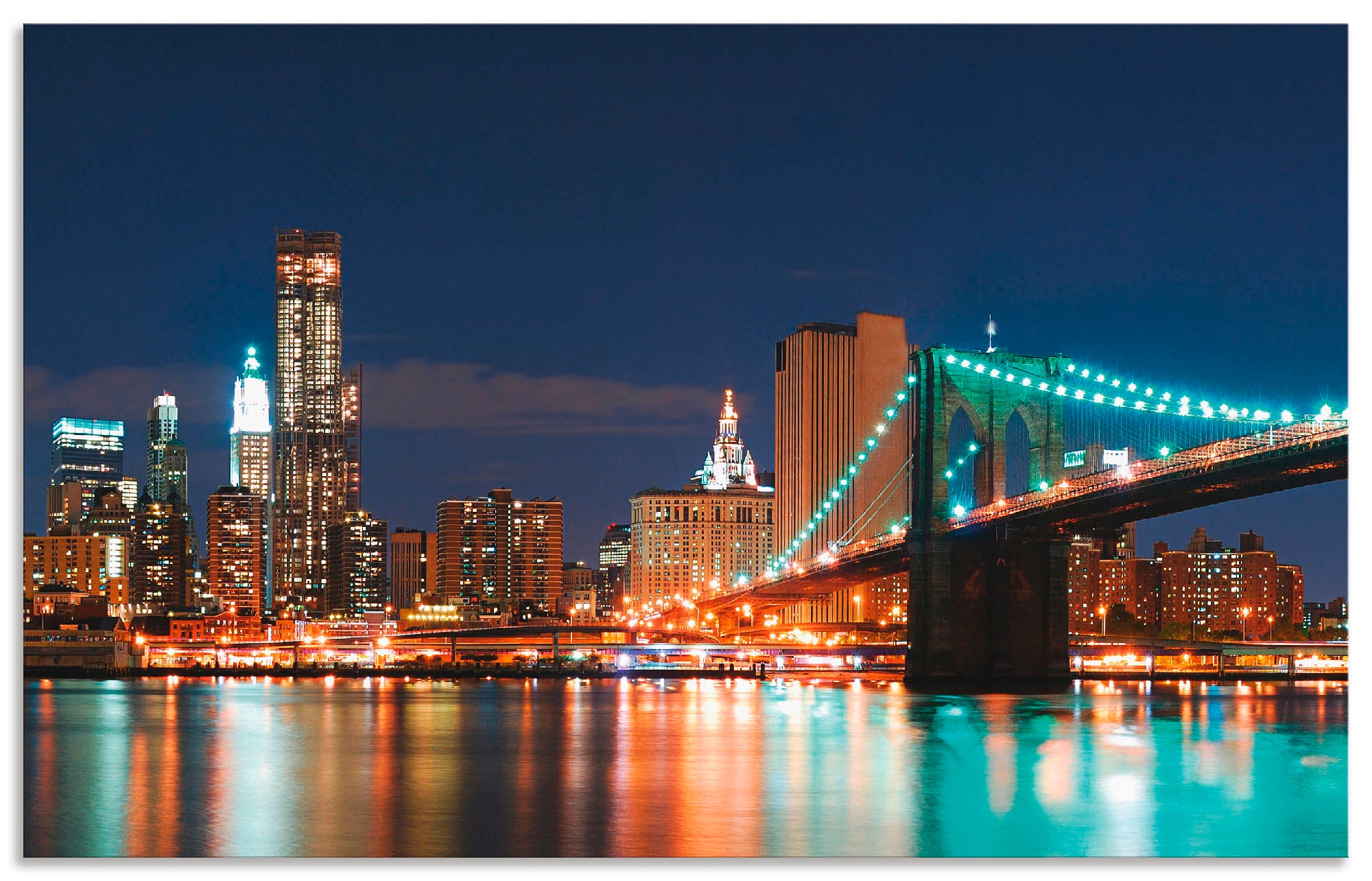 Küchenrückwand »New York Skyline Brooklyn Bridge«, (1 tlg.), Alu Spritzschutz mit...
