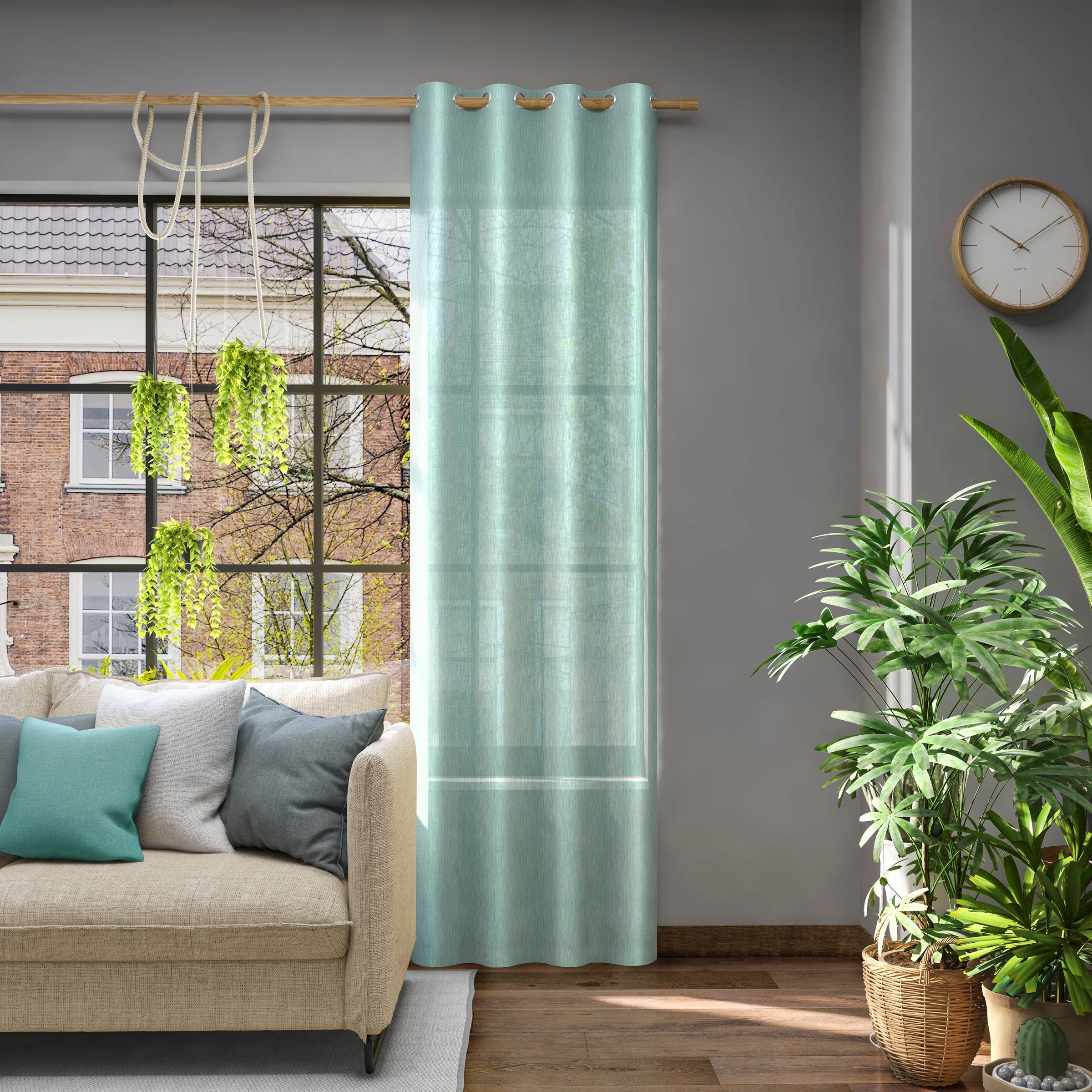 Vorhang NEUTEX FOR YOU, B:142cm H:240cm, grün, Jacquard, Polyester, Wohnzimmer, Gardinen, "Libre-ECO", Breite 142 cm, nach Maß