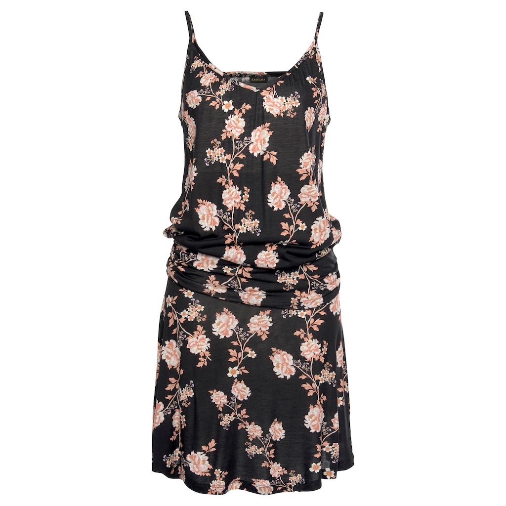 LASCANA Strandkleid, mit floralem Alloverdruck, kurzes Sommerkleid, Minikleid