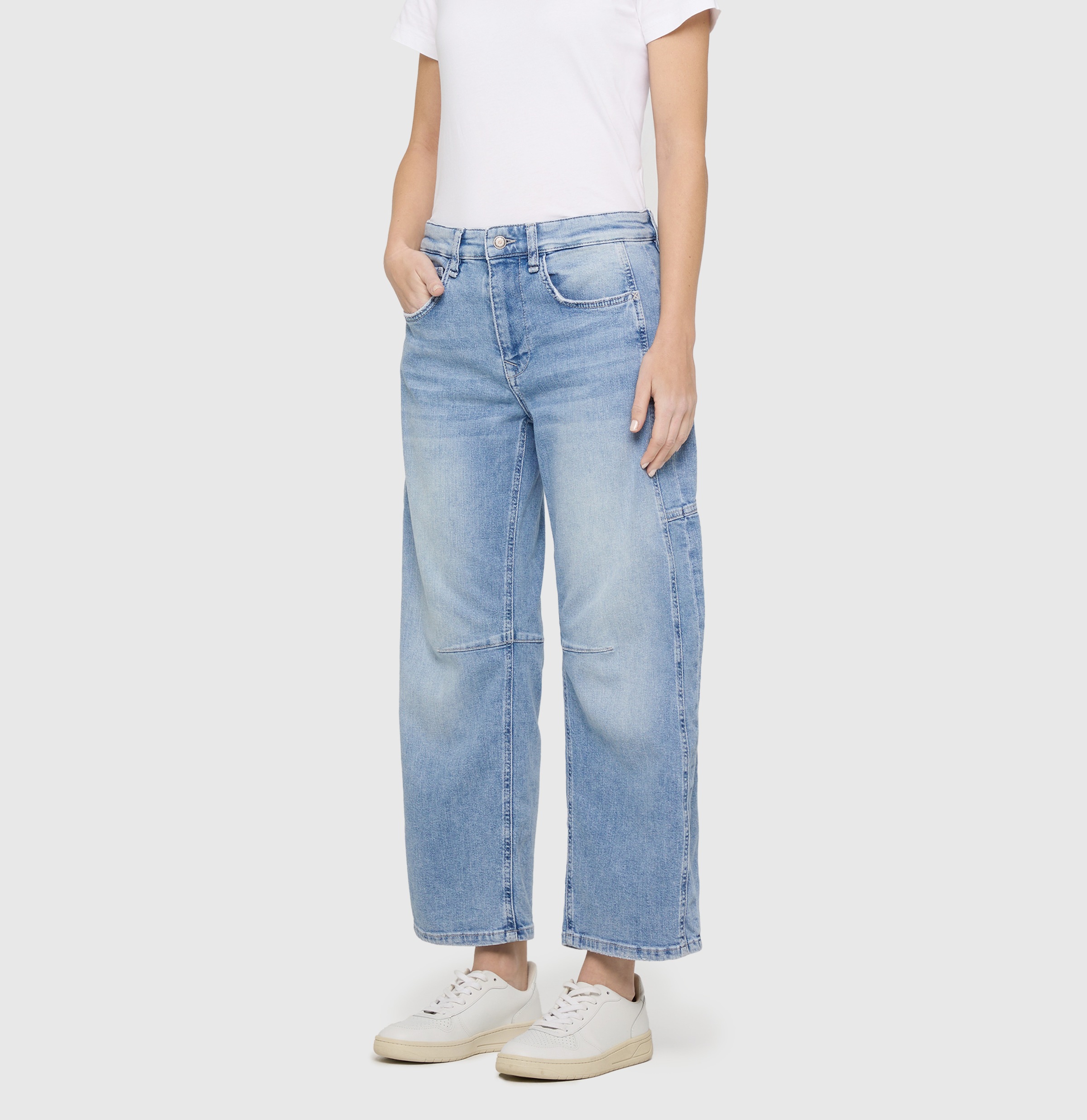 MAC 5-Pocket-Jeans "OHIO Barrel" Barrel Fit, Naht-Detail auf Kniehöhe günstig online kaufen