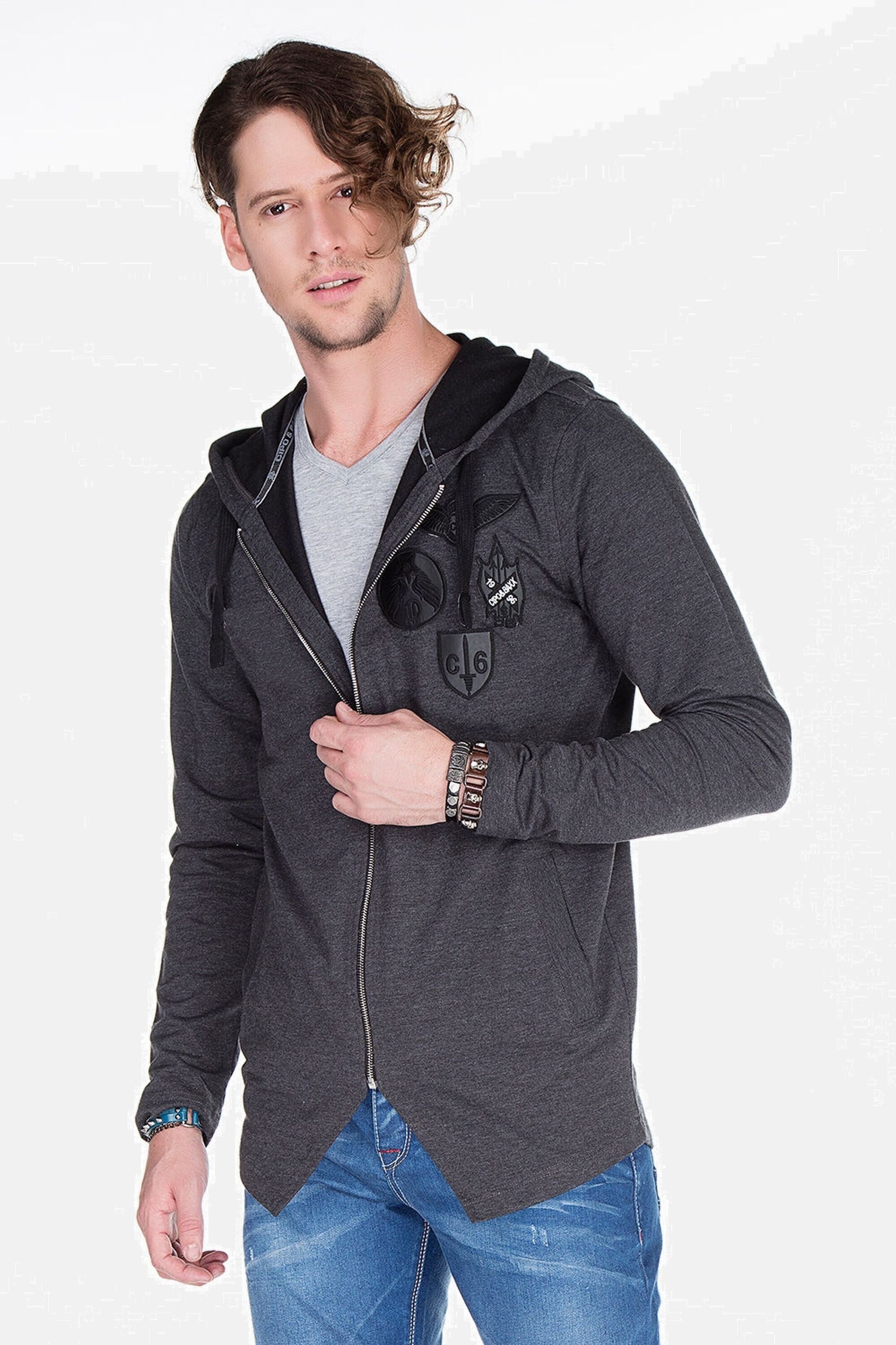 Cipo & Baxx Sweatjacke »Sweatjacke«, mit ausgefallenem Saum, CL-238
