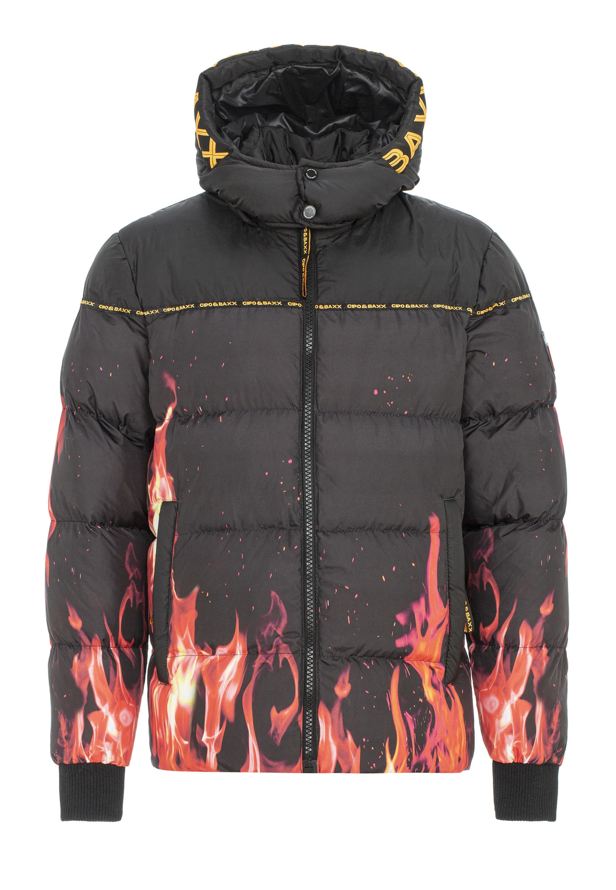 Cipo & Baxx Winterjacke »Winterjacke«, mit Kapuze, mit Flammen-Motiv