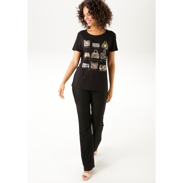 Aniston CASUAL T-Shirt, Frontdruck, teilweise mit glitzerndem Folienprint -  NEUE KOLLEKTION online bestellen | BAUR