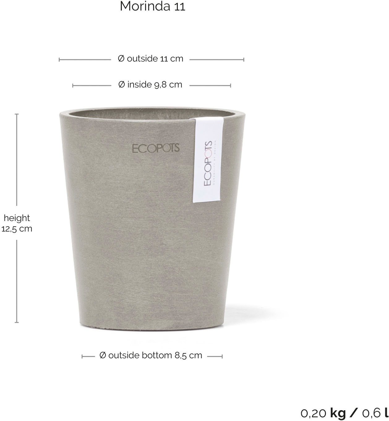 ECOPOTS Blumentopf »Morinda Orchidee 11 Taupe« für den Innenbereich