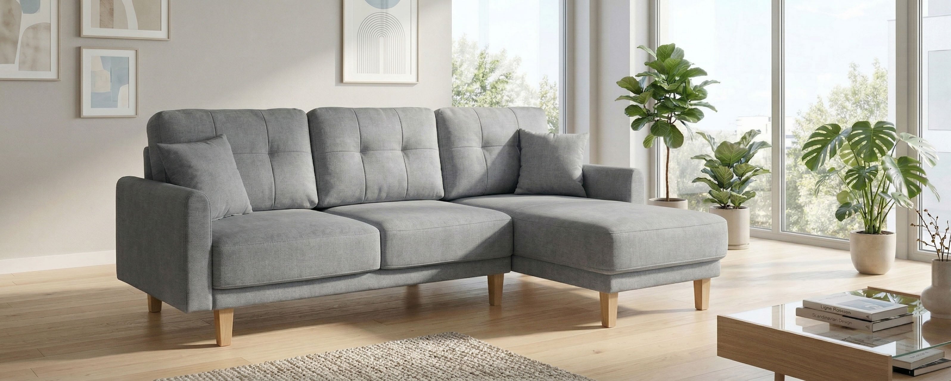 OTTO home Ecksofa "TRIPLO optionale Schlafsofa mit Bettkasten, Maße B/T/H: 234/164/89 cm" L-Form wahlweise mit Bettfunktion - Liegefläche 132x210 cm
