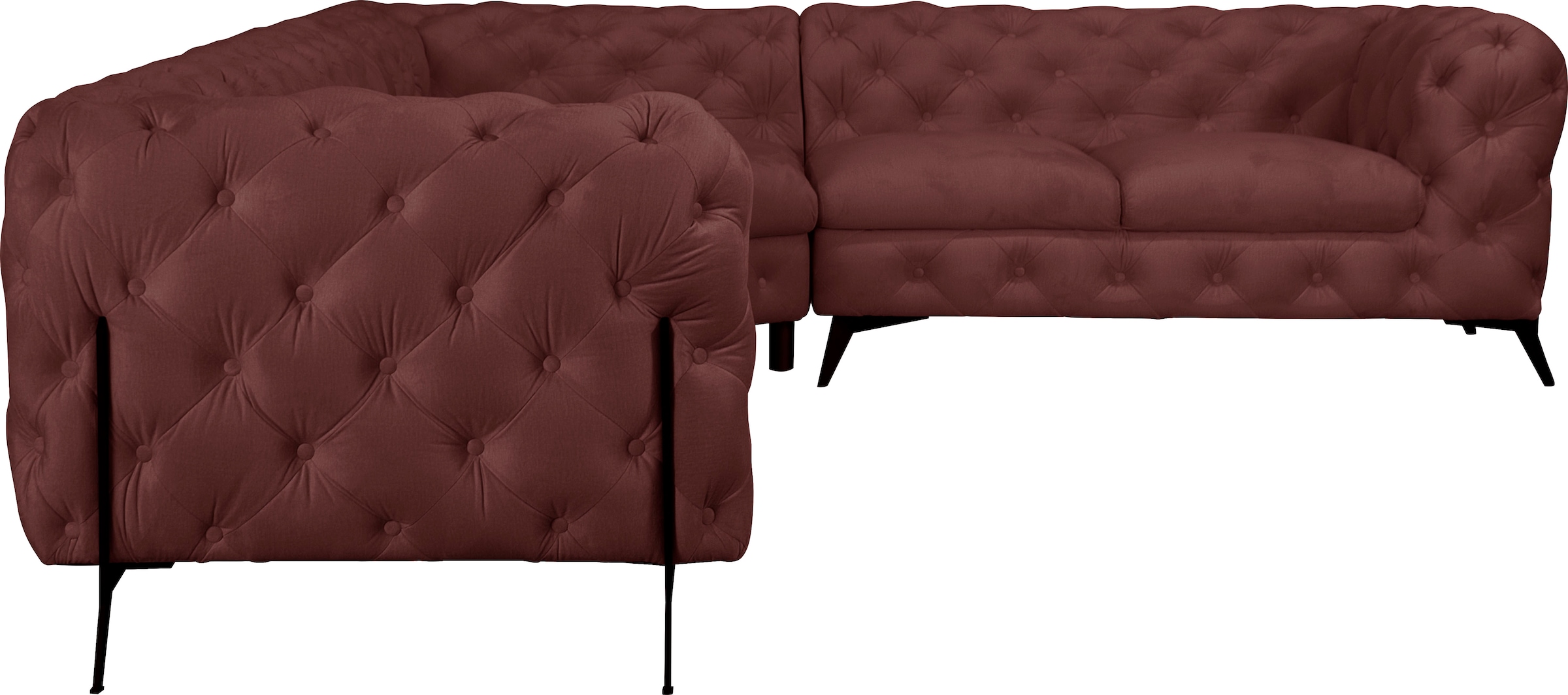 Home affaire Chesterfield-Sofa »Amaury L-Form« Chesterfield-Optik,  Breite/Tiefe je 262 cm, Fußfarbe wählbar