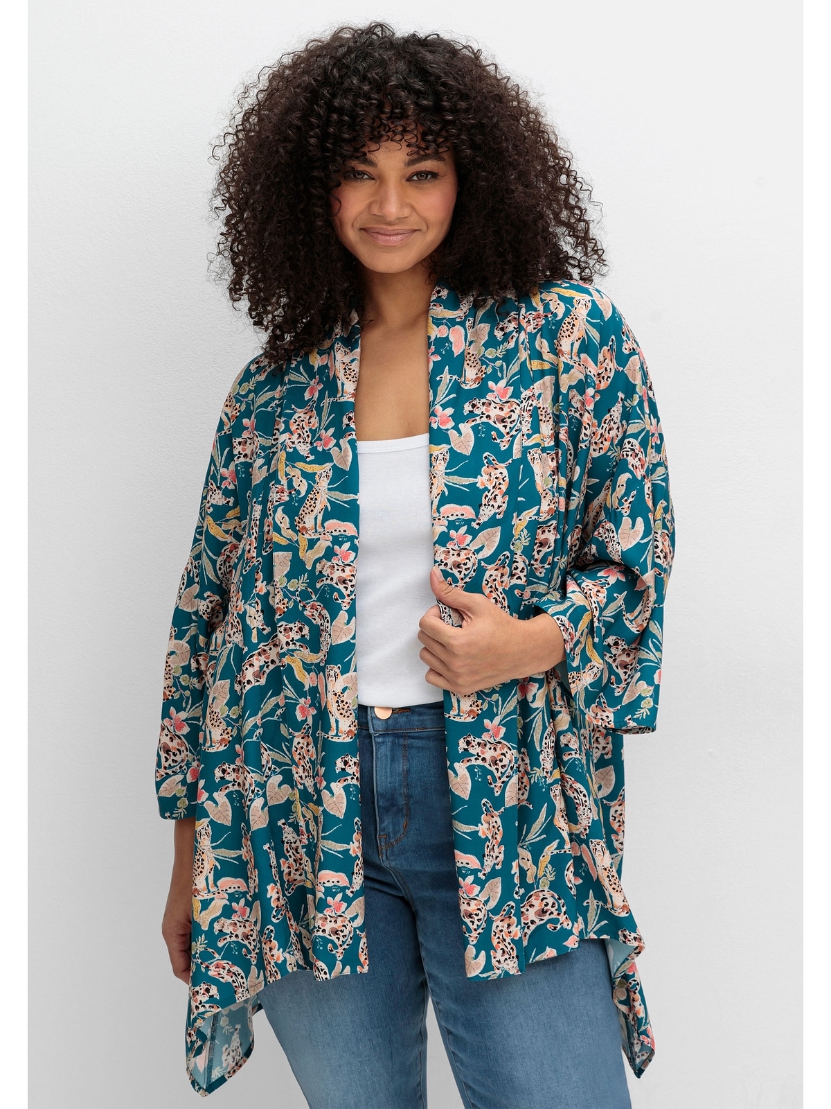 sheego by Joe Browns Longbluse »Große Größen«, im Kimono-Stil, mit Blumendruck