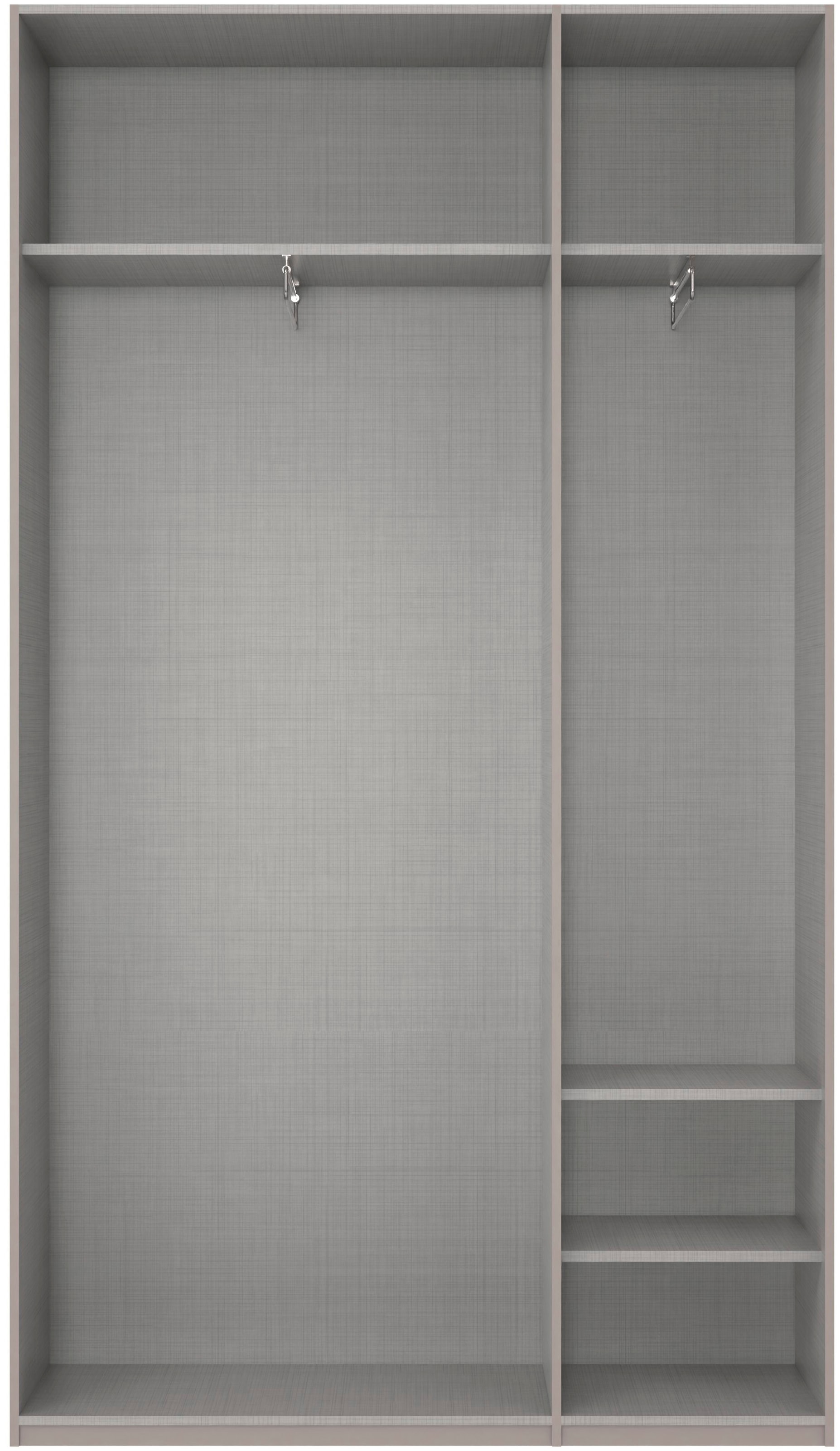 Wimex Kleiderschrank »Mugano, in 5 Breiten und 2 Höhen, Made in Germany«, (in Basic oder Premium Ausstattung mit 2 weiteren Einlegeböden), mit langen Griffstangen aus Metall, wahlweise mit oder ohne Spiegel