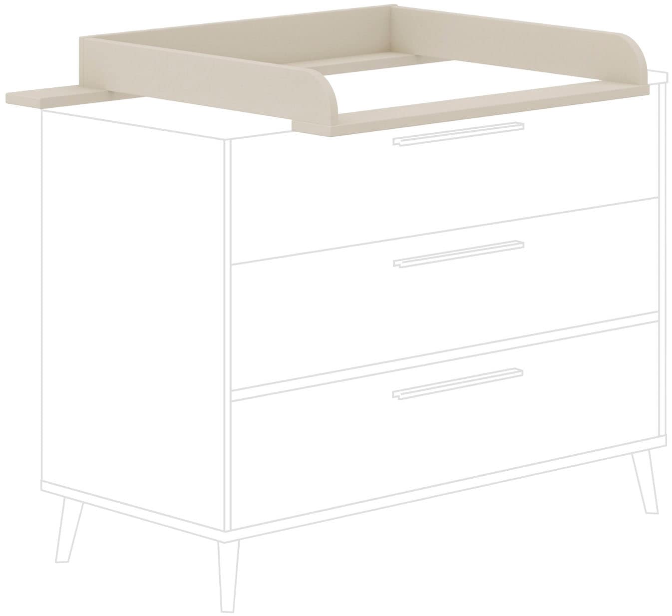 Wickelaufsatz PAIDI, B:124cm H:12cm T:80cm, beige, Spanplatte, Wickelaufsätze, "EEFJE zur Erweiterung der Kommode, langlebig und besonders stabil",