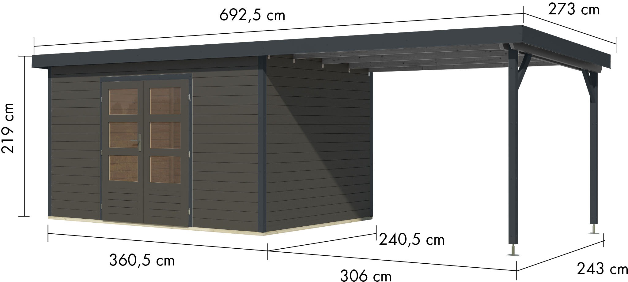 Karibu Gartenhaus »Pluto 7 B«, aus hochwertigen Materialien