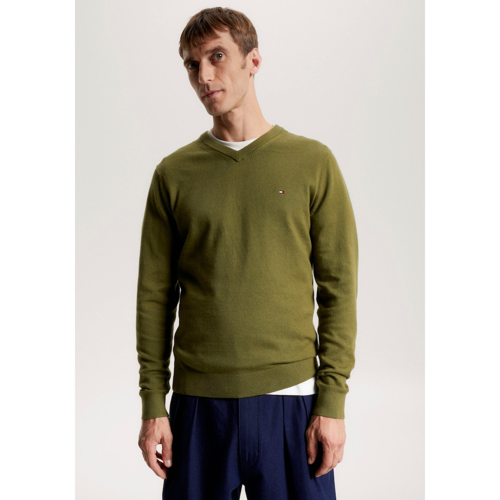 Tommy Hilfiger V-Ausschnitt-Pullover »PIMA ORG CTN CASHMERE V NECK«