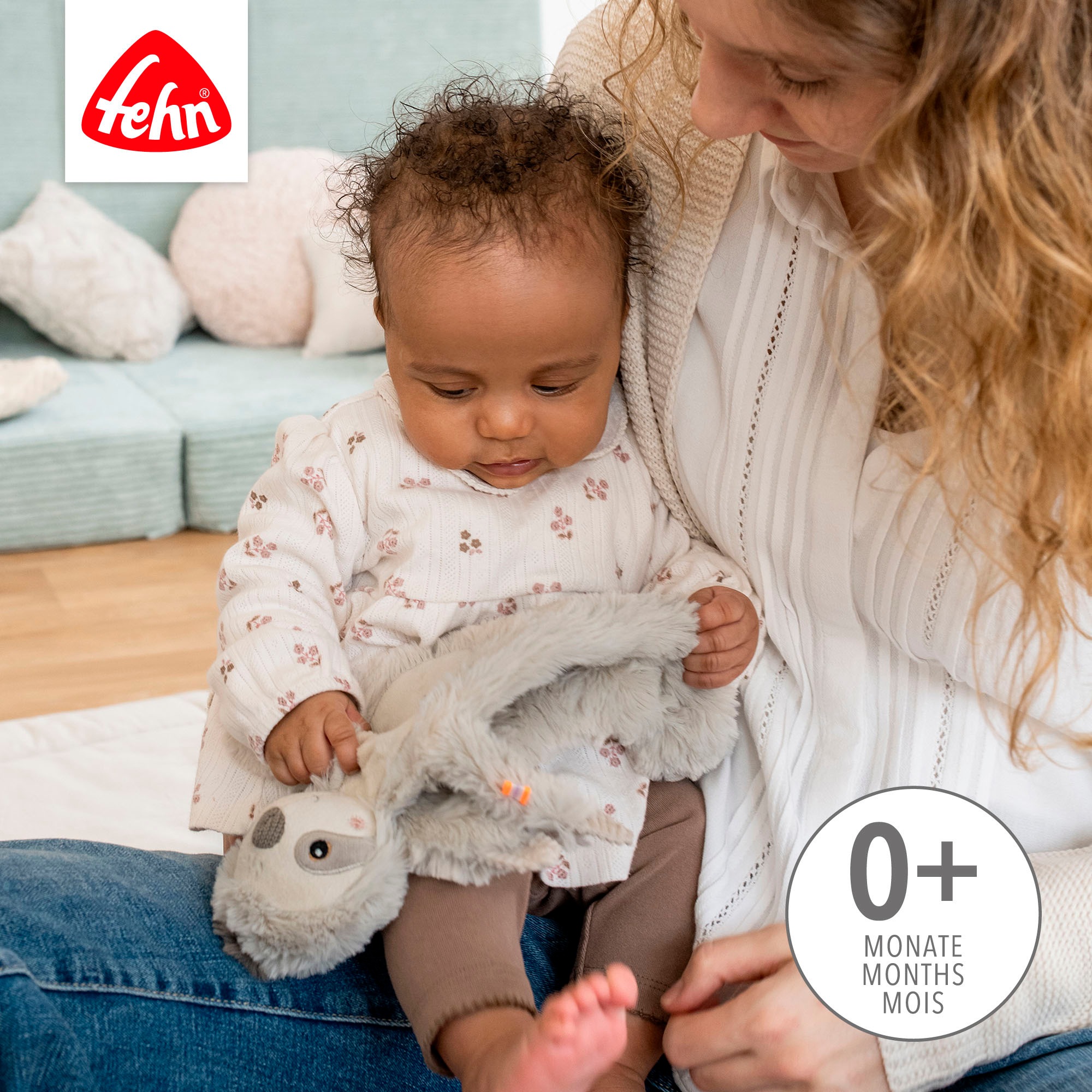 Thumbnail - Fehn Kuscheltuch "Lazy, Crazy & Pink, Schmusetuch Faultier"