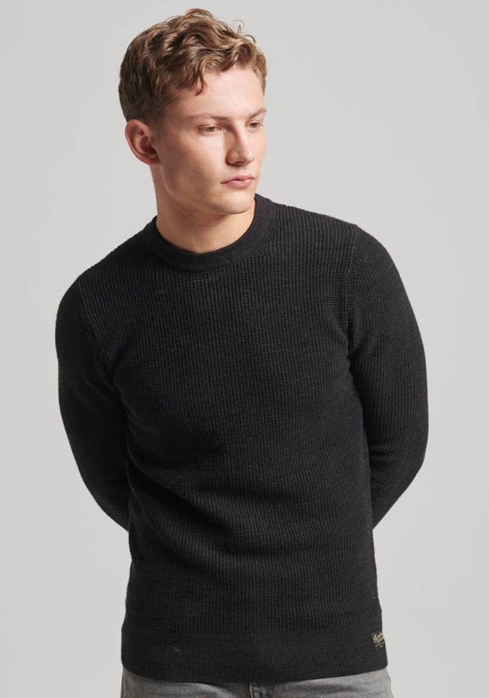 Superdry Strickpullover "TEXTURED CREW KNIT JUMPER", mit strukturiertem Waf günstig online kaufen