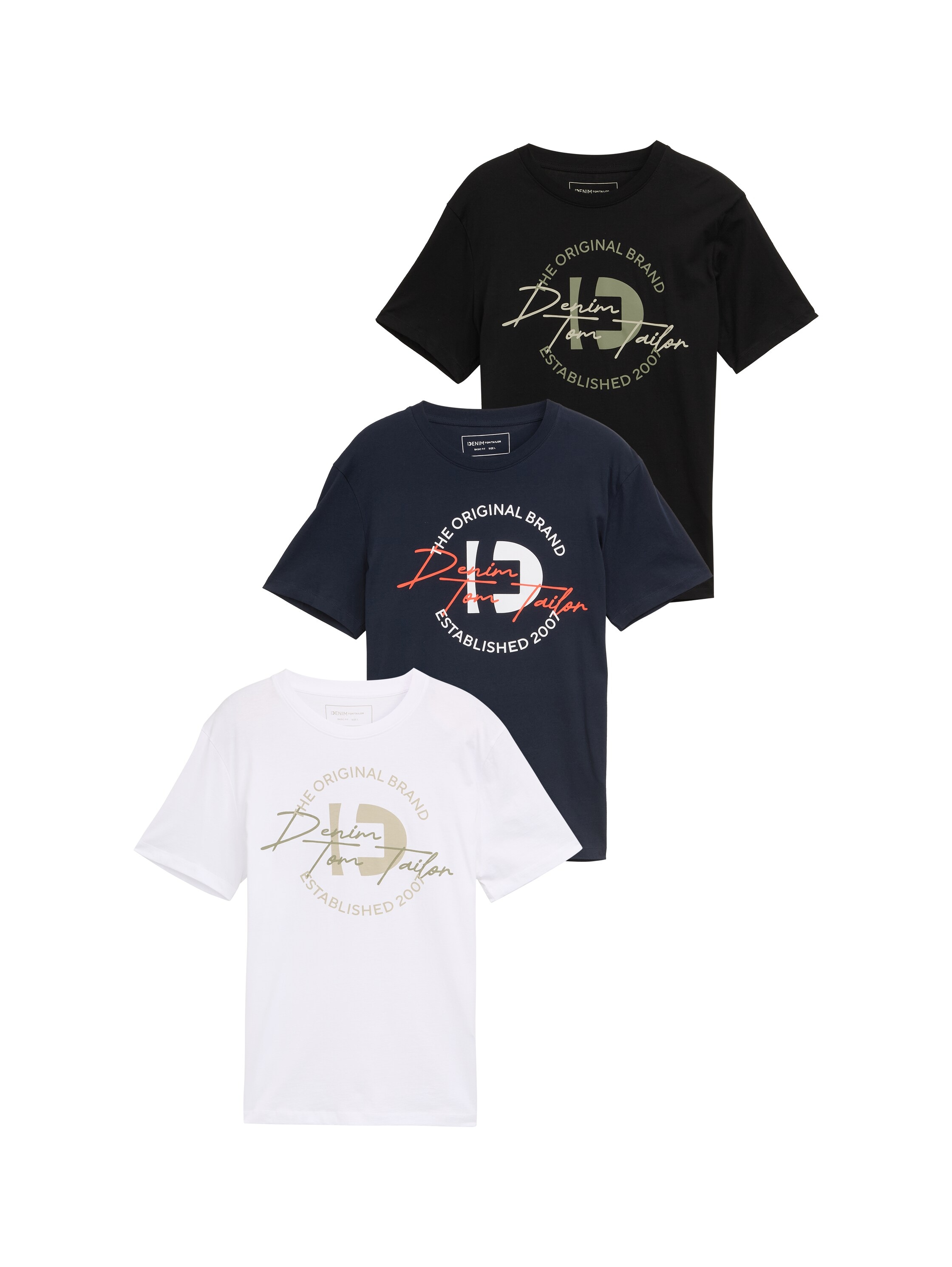 TOM TAILOR Denim T-Shirt, (Packung, 3 tlg.), mit Print