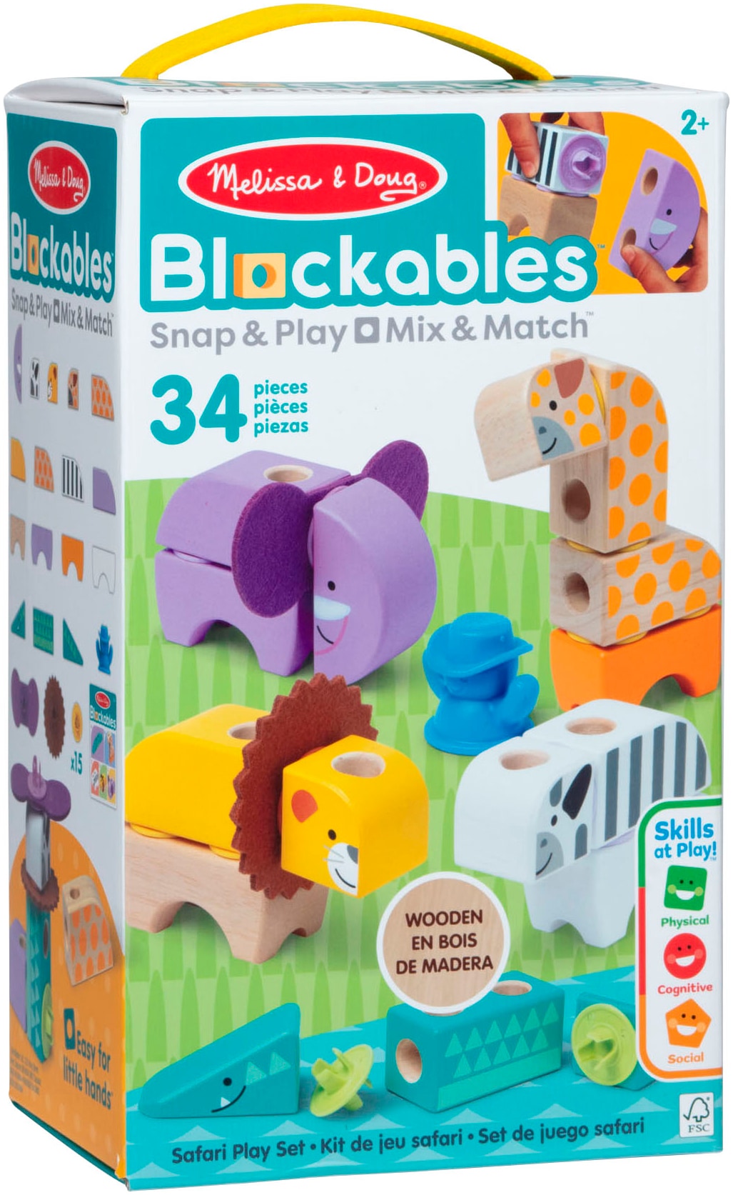 Spin Master Spielbausteine »Melissa & Doug Blockables Safari«, (34 St.)