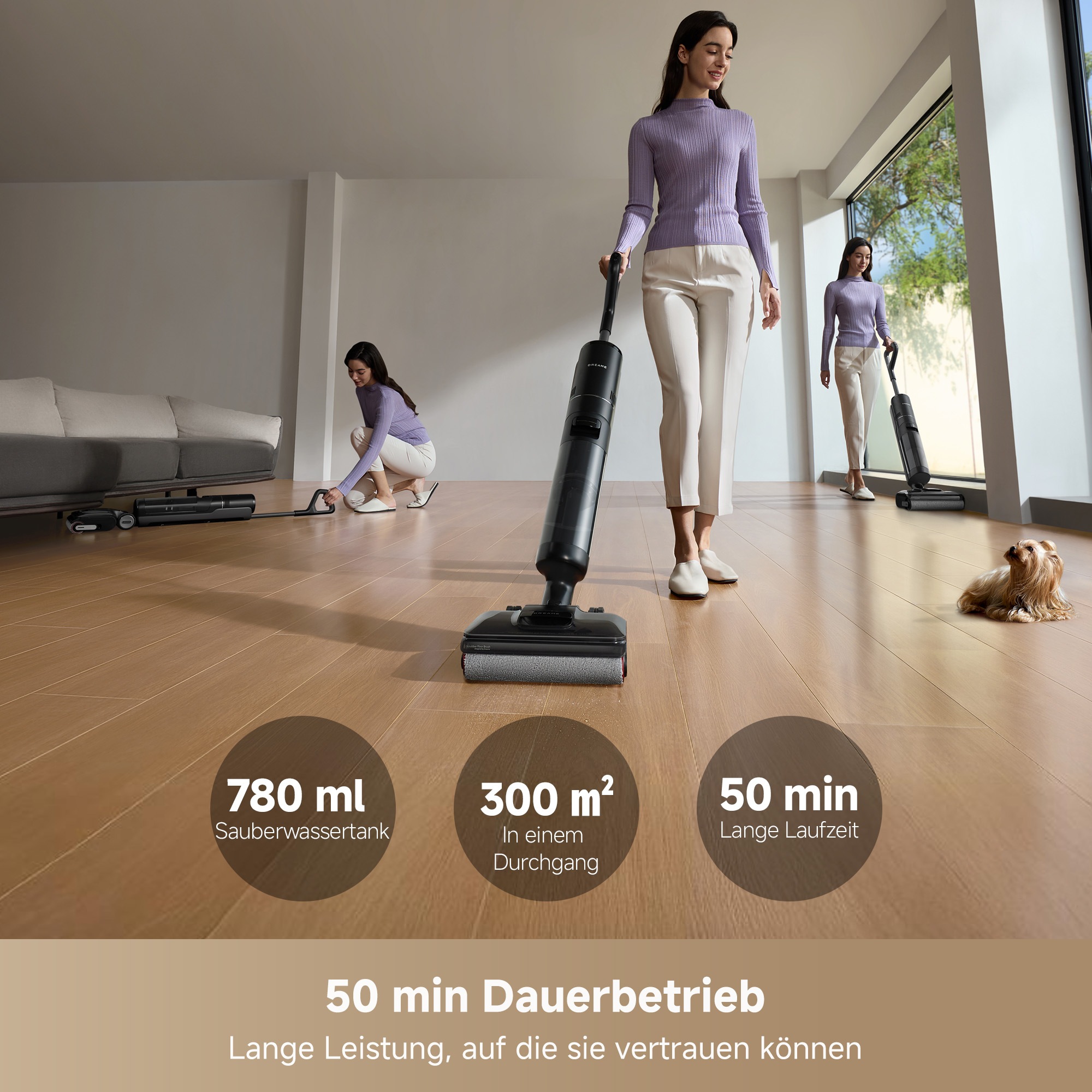 Dreame Nass-Trocken-Sauger »H12 Pro Flex Reach«, 18.000Pa Saugkraft, 180°-Design, Bürstenreinigung, Doppel-Kantenbürste
