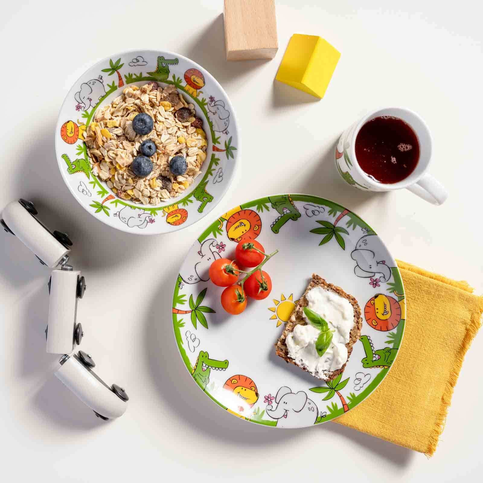 LEONARDO Kindergeschirr-Set »Kindergeschirr Set Krokodil / Elefant / Löwe Bambini bunt«