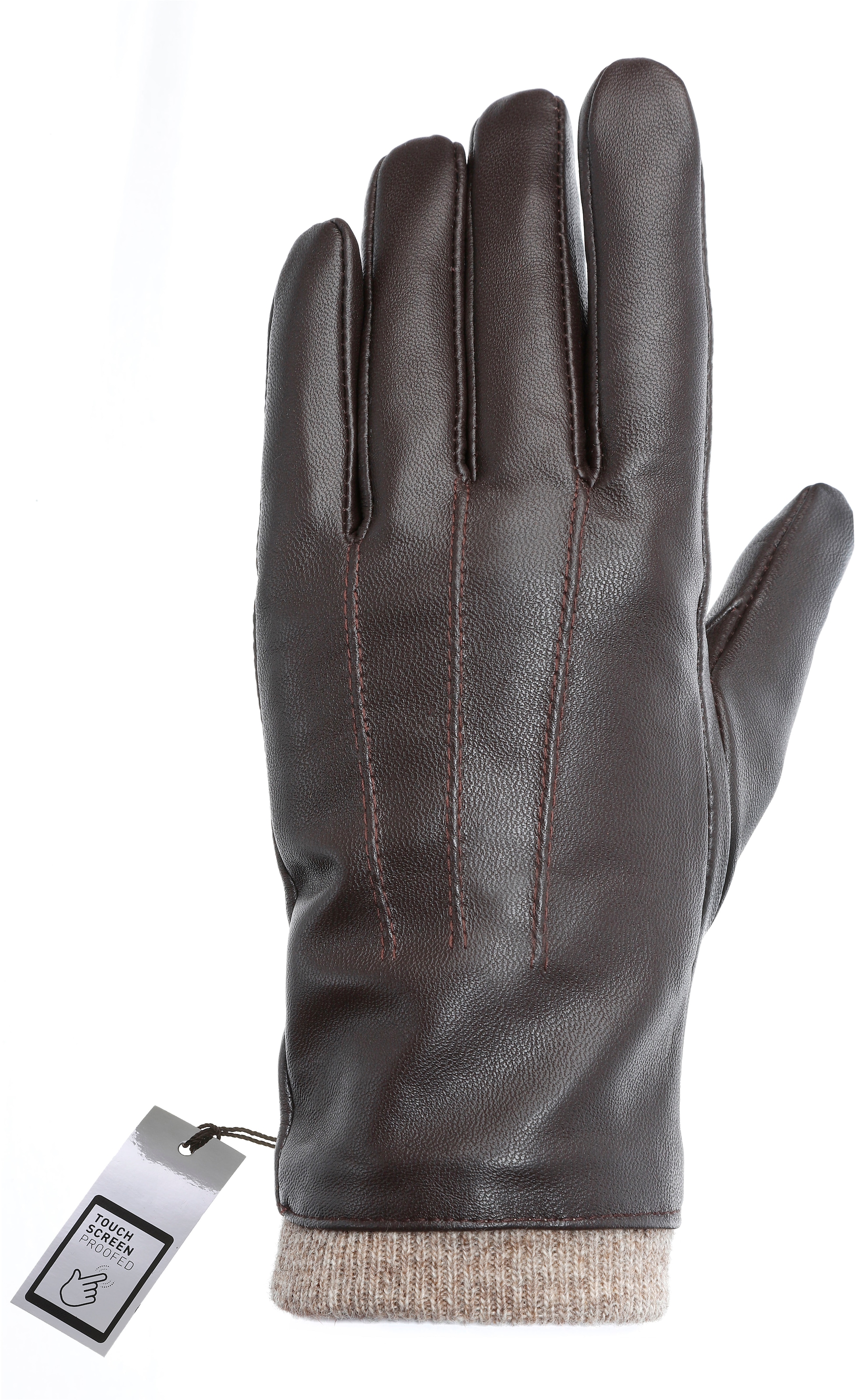 PEARLWOOD Lederhandschuhe »Daisy« Touchscreenfähig - mit 10 Fingern bedienbar, Ziernähte