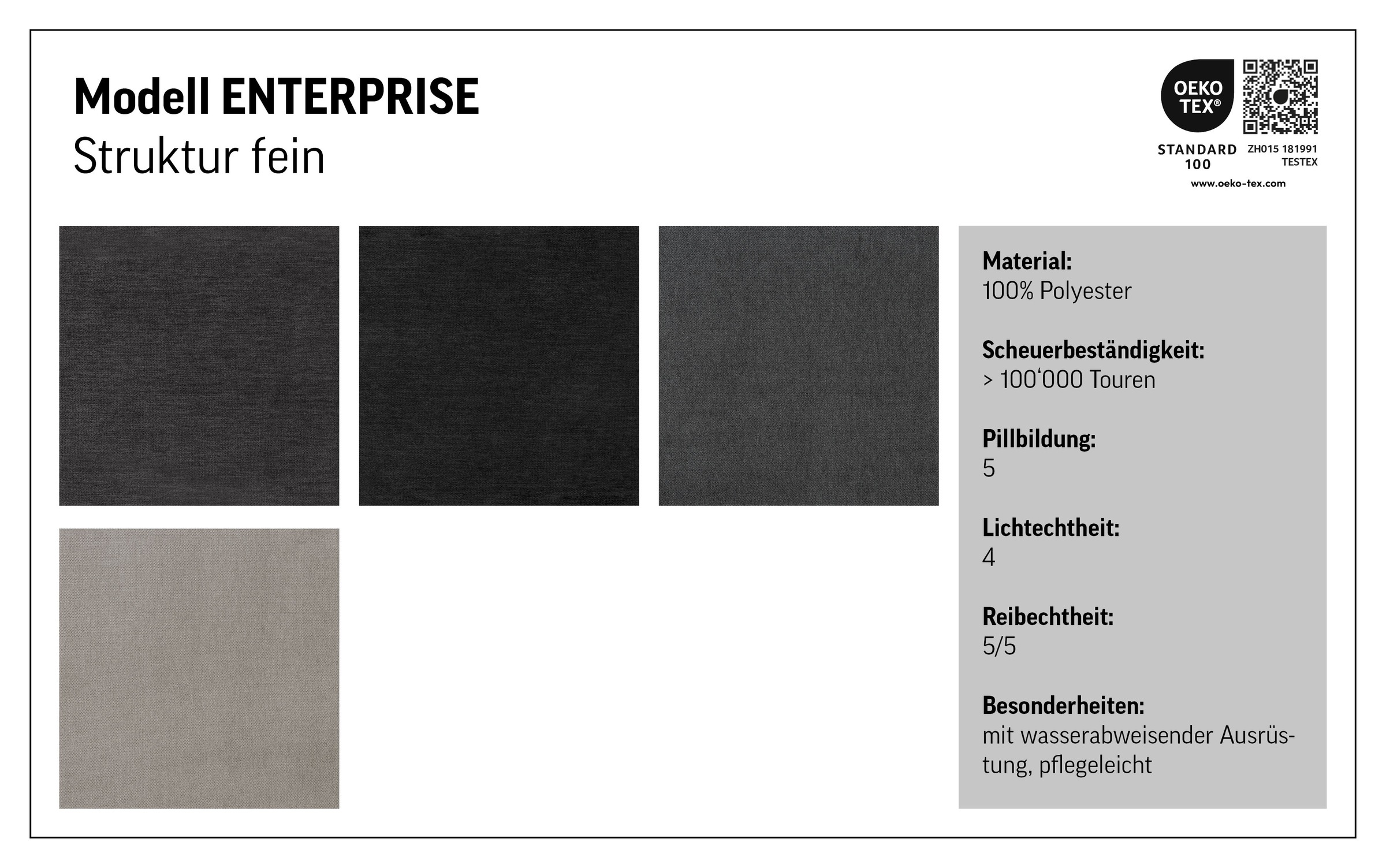 Hocker COTTA "Enterprise", schwarz, B:98cm H:44cm T:67cm, Struktur (100% Polyester );Chenille (90% Polyester; 10% Polyamid ), Hocker, Hocker 6