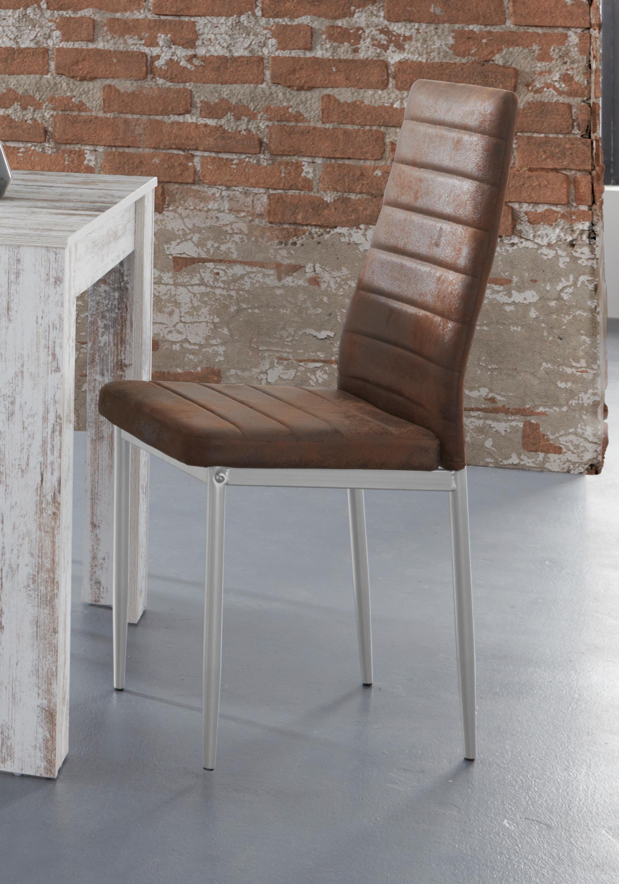 Thumbnail - OTTO home Esszimmerstuhl "Kate" (Set) 2 Stk.Bezug in Microfaser Vintage, silberfarbenes Metallgestell