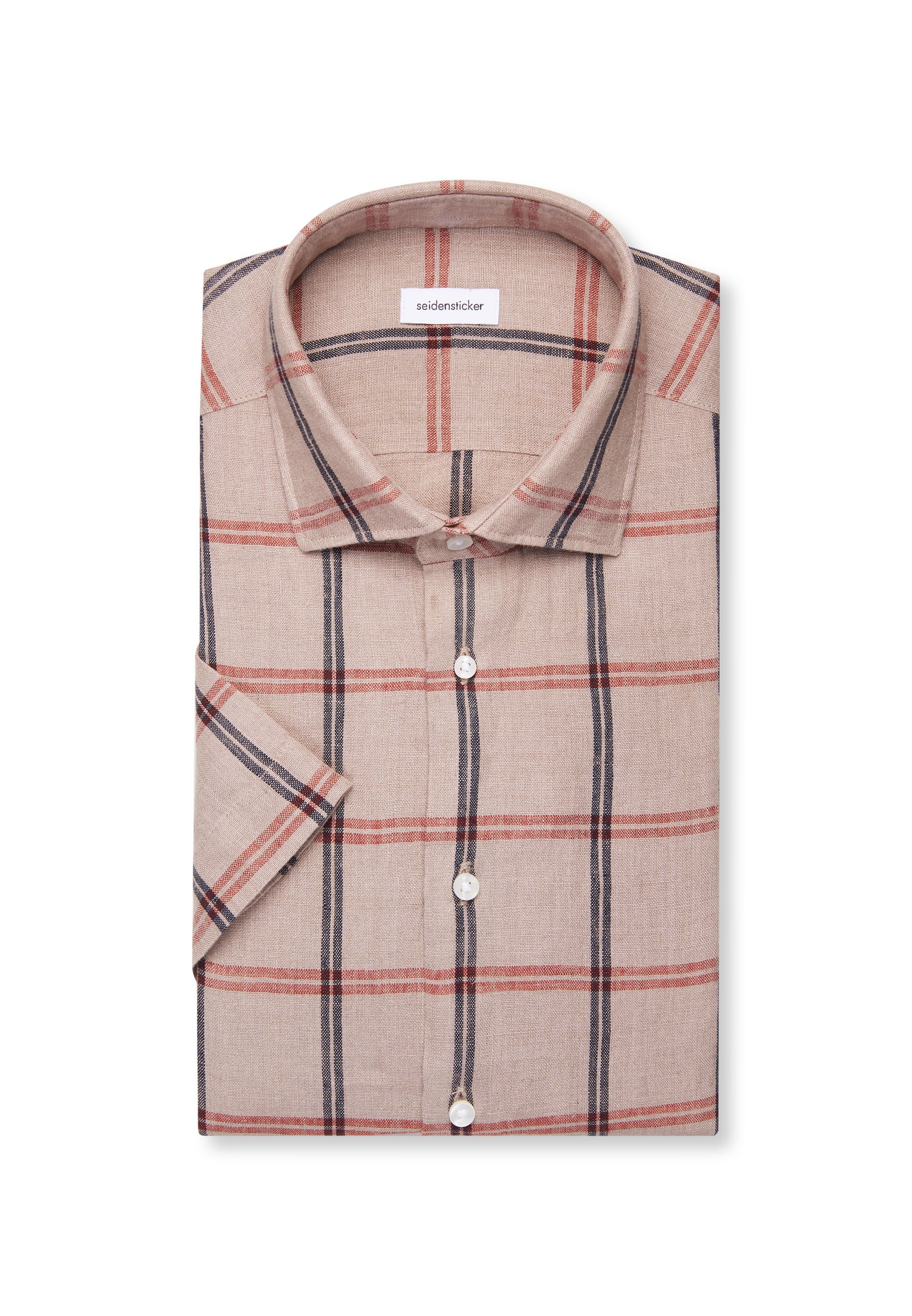 seidensticker Leinenhemd »Schwarze Rose« Regular 1/2 Kentkragen Karo