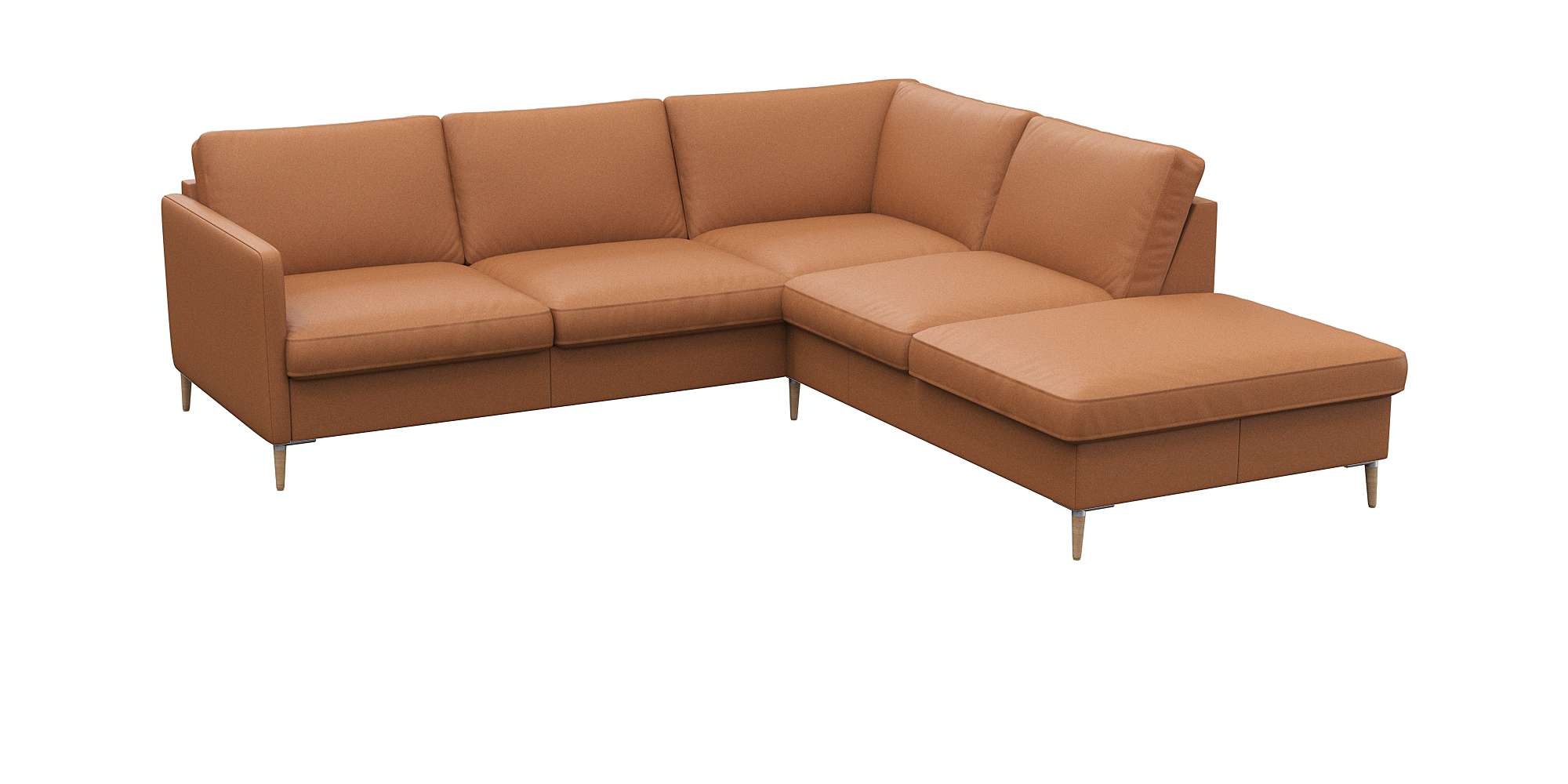 FLEXLUX Ecksofa »Fiore, L-Form, super bequem durch Kaltschaum im Sitz«, schmale Armlehnen, Füße Alu/Eiche, B/T 234/225 cm