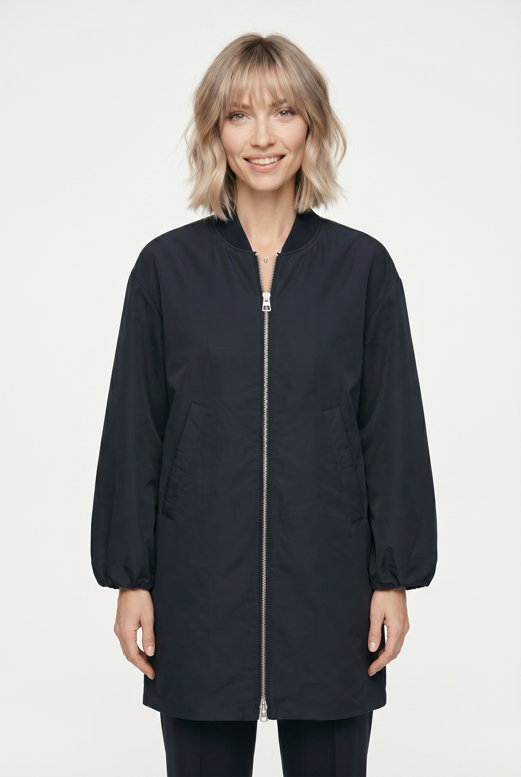 Marc OPolo Langmantel im Aviator-Stil regular aus recyceltem Polyester-Twill