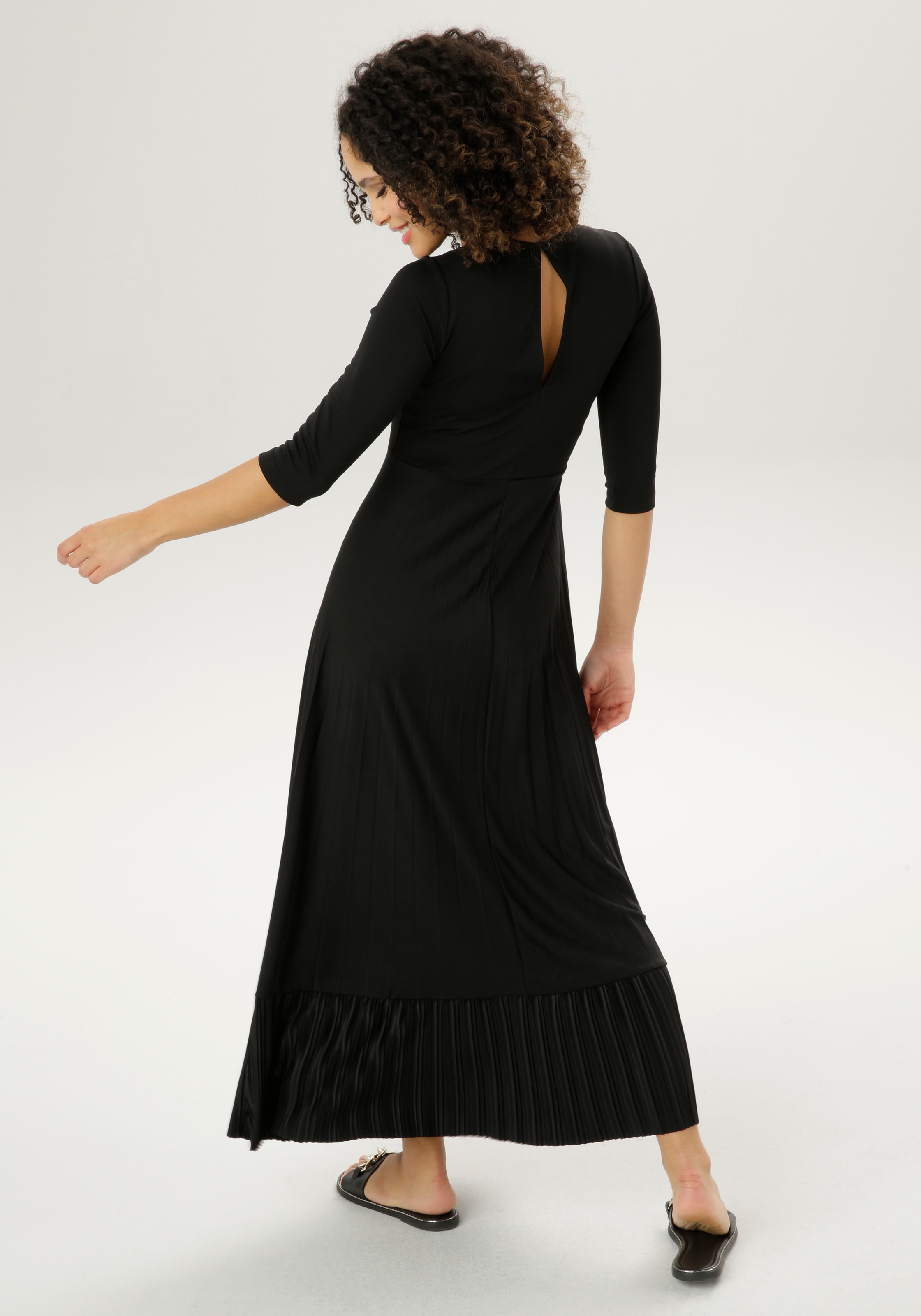 Aniston CASUAL Maxikleid Rockteil mit Volant aus Plissee günstig online kaufen