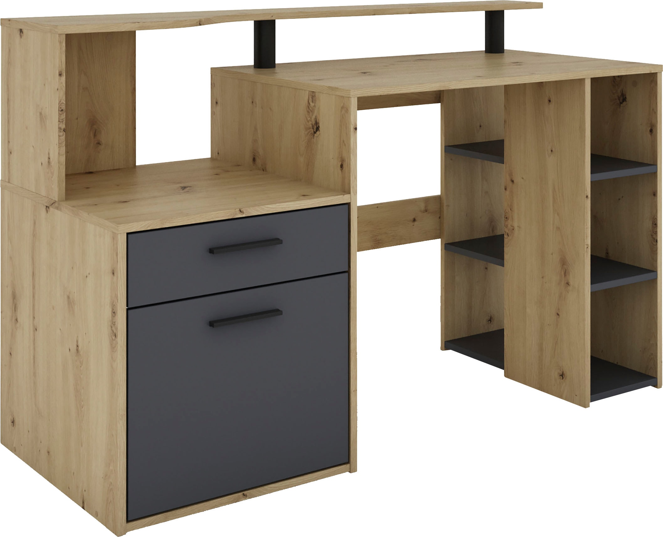 OTTO home Schreibtisch "Luton" Breite 140 cm, Regal-Schreibtisch mit viel Stauraum