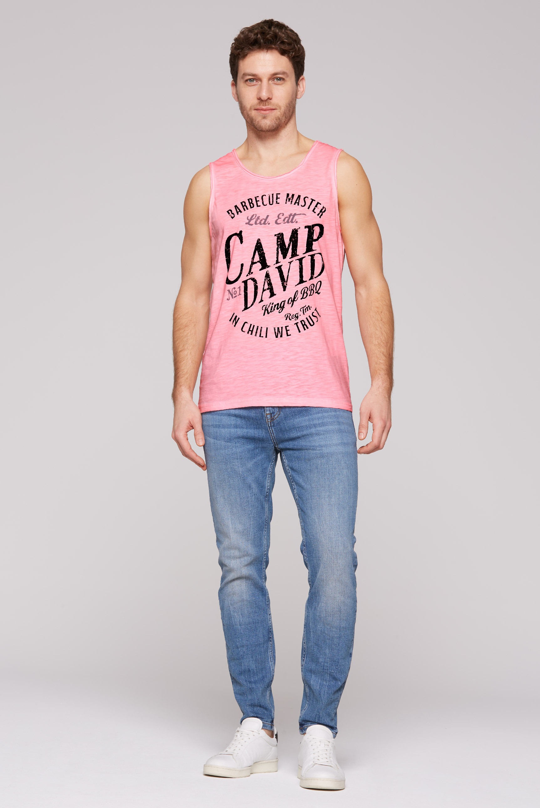 CAMP DAVID Tanktop, mit offenen Kanten an den Ausschnitten