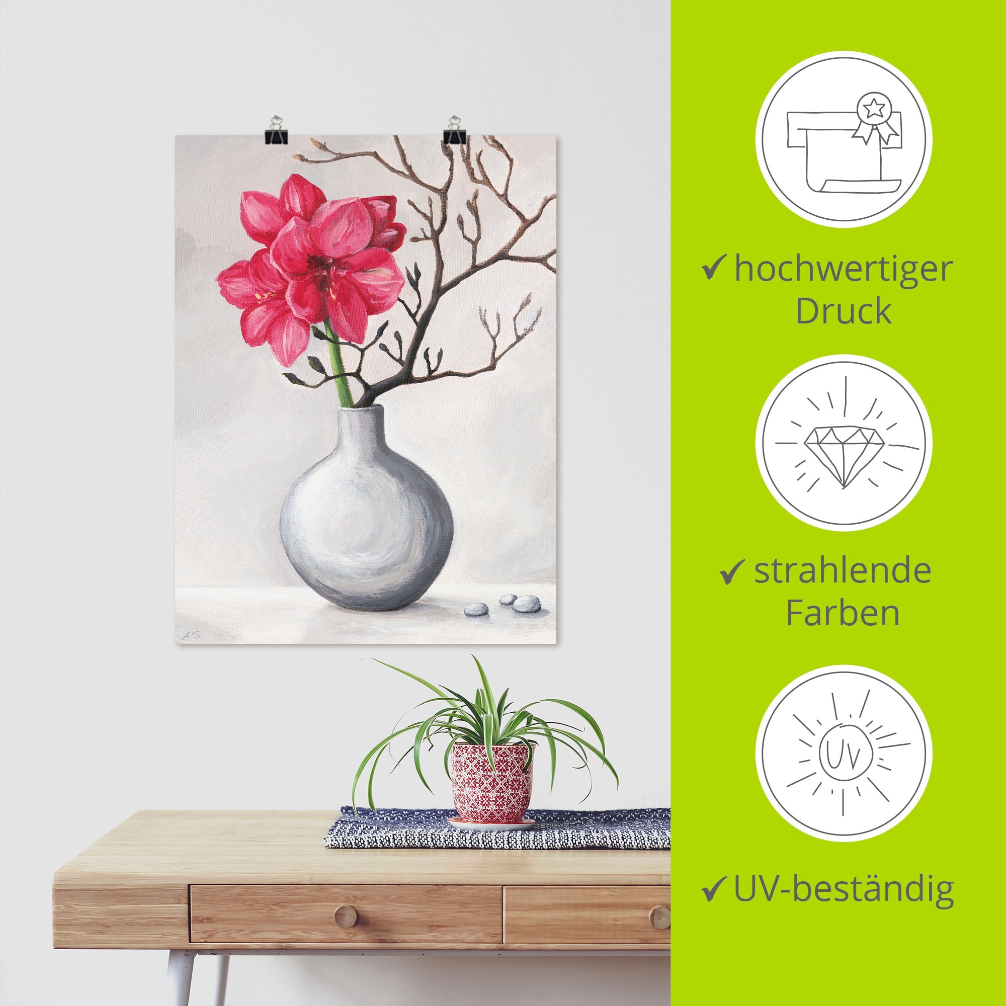 Artland Wandbild »Rote Amaryllis«, Blumen, (1 St.), als Alubild, Outdoorbild, Leinwandbild, Poster in verschied. Größen