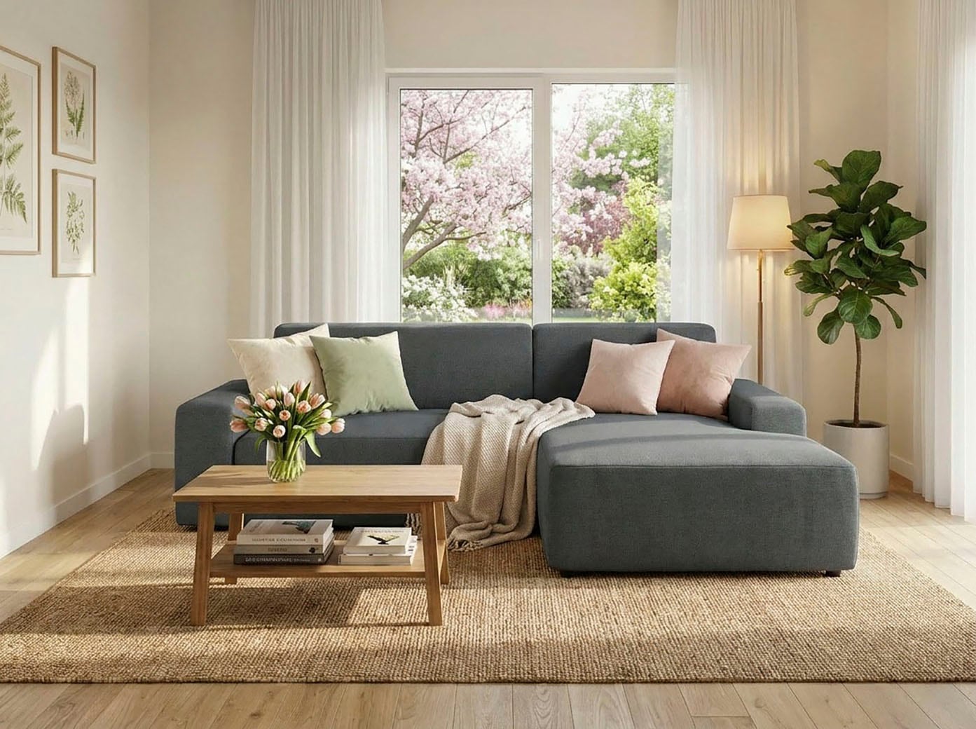 TRENDMANUFAKTUR Ecksofa "Wien, wahlweise mit Sitzvorschub und Bettkasten, Breite 246 cm" L-Form, in trendigem Cordstoff