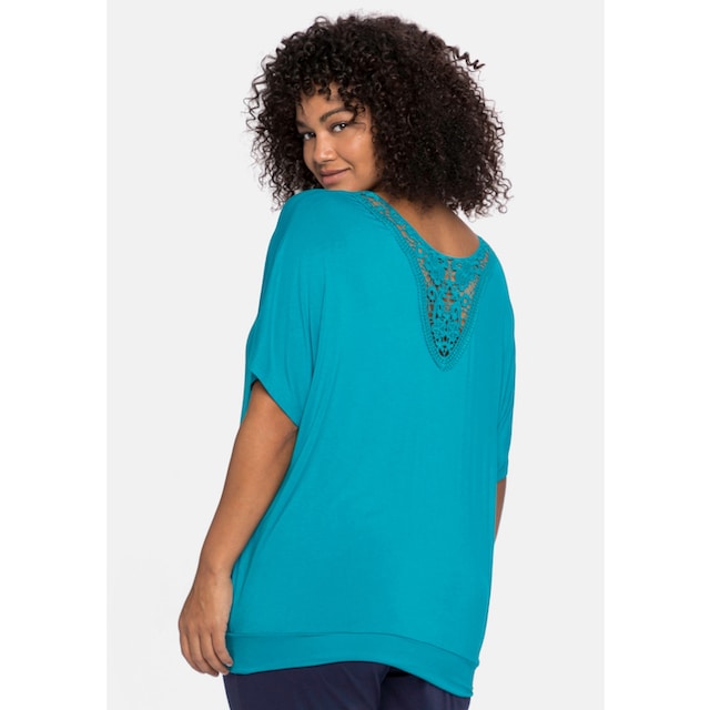 Sheego T-Shirt »Große Größen«, mit Häkeleinsatz und elastischem Bund für  bestellen | BAUR