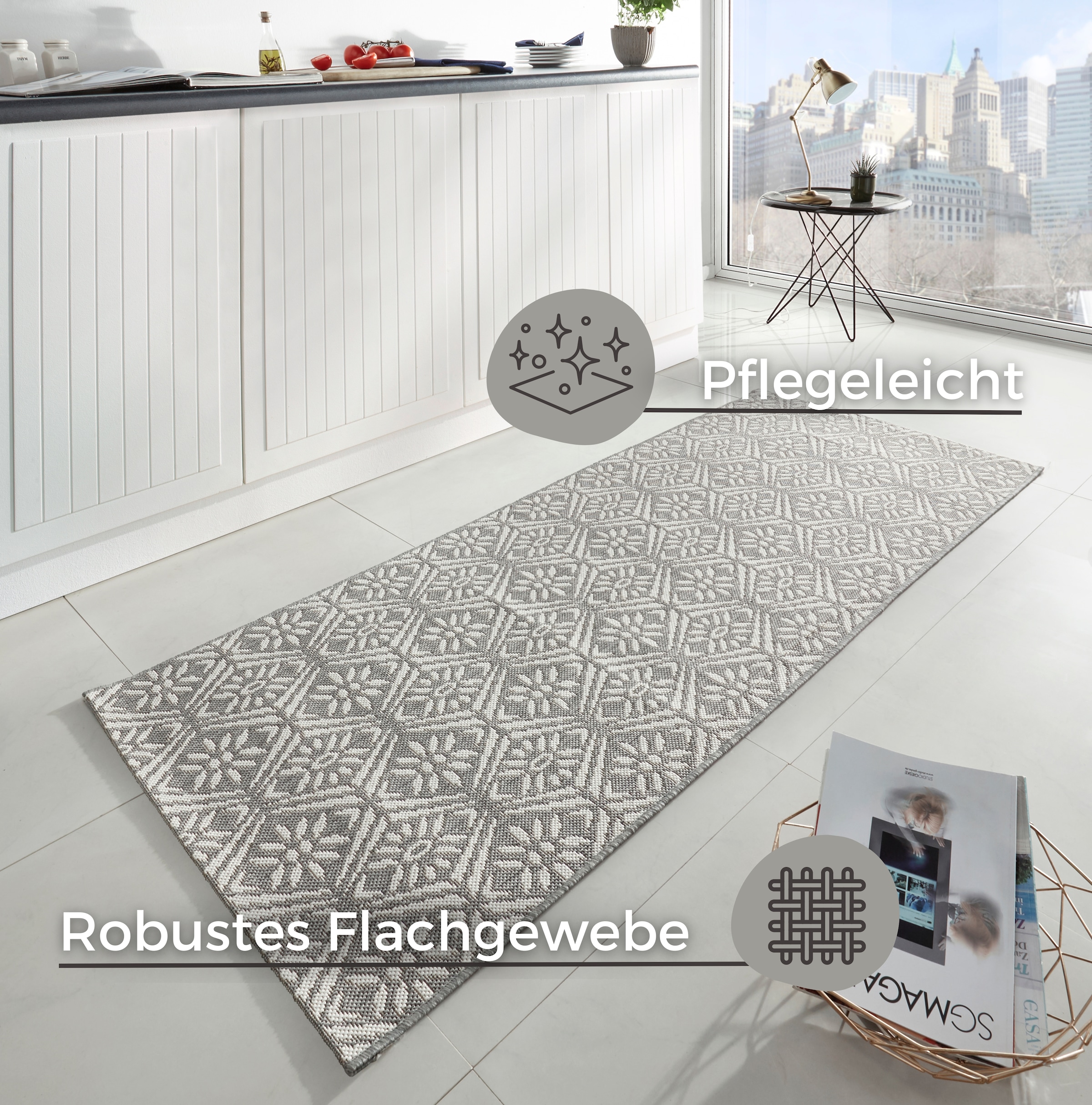 HANSE Home Läufer »Creation«, rechteckig, 8 mm Höhe, Teppichläufer, Küchenläufer, Teppich, Waschbar, Küche, Flur, Rauten