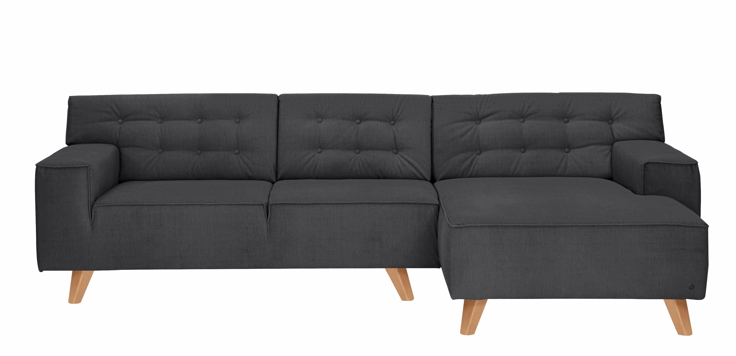 Ecksofa »NORDIC CHIC«, mit Recamiere, im Retrolook, Füße Buche natur