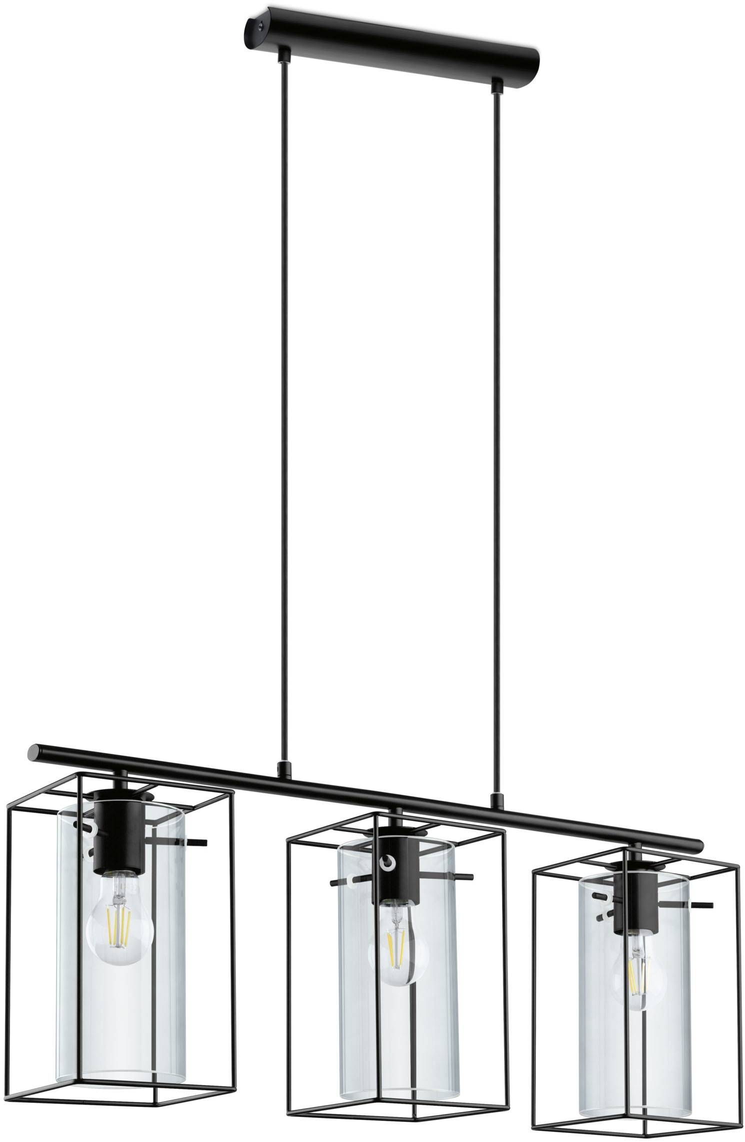 EGLO Hängeleuchte »LONCINO Pendellampe - Stahl - E27 - 3X60W - IP20« E27 1 Stk. Hängelampe, Deckenlampe, Wohnzimmer, Esszimmer, L74,5 x B15 x H110 cm