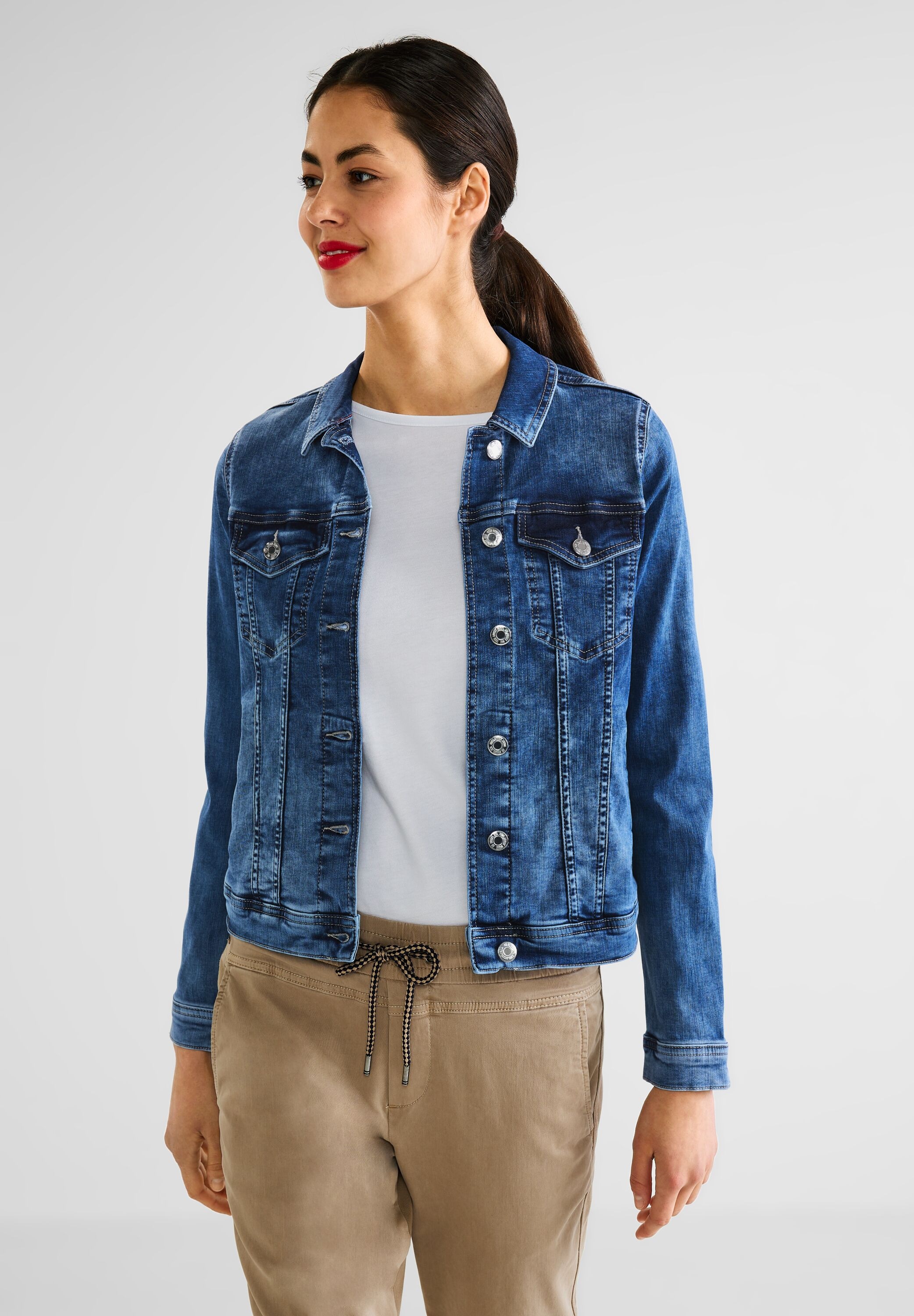 STREET ONE Jeansjacke, ohne Kapuze, mit Brusttaschen und Knopfleiste für  bestellen | BAUR